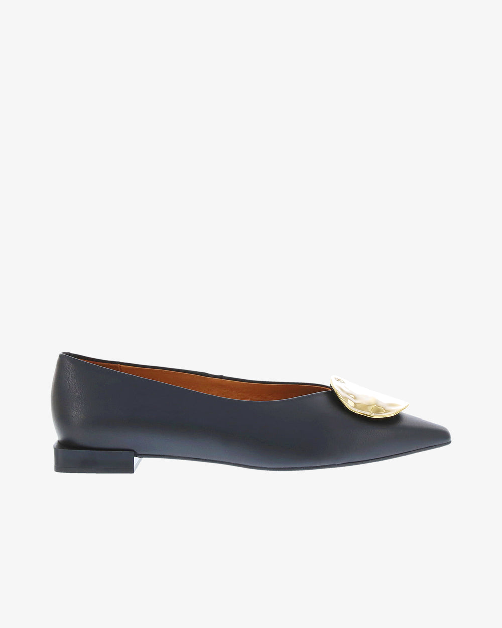Neo Ariel Flat in Black Napa Leather side view | colour:black-napa-leather