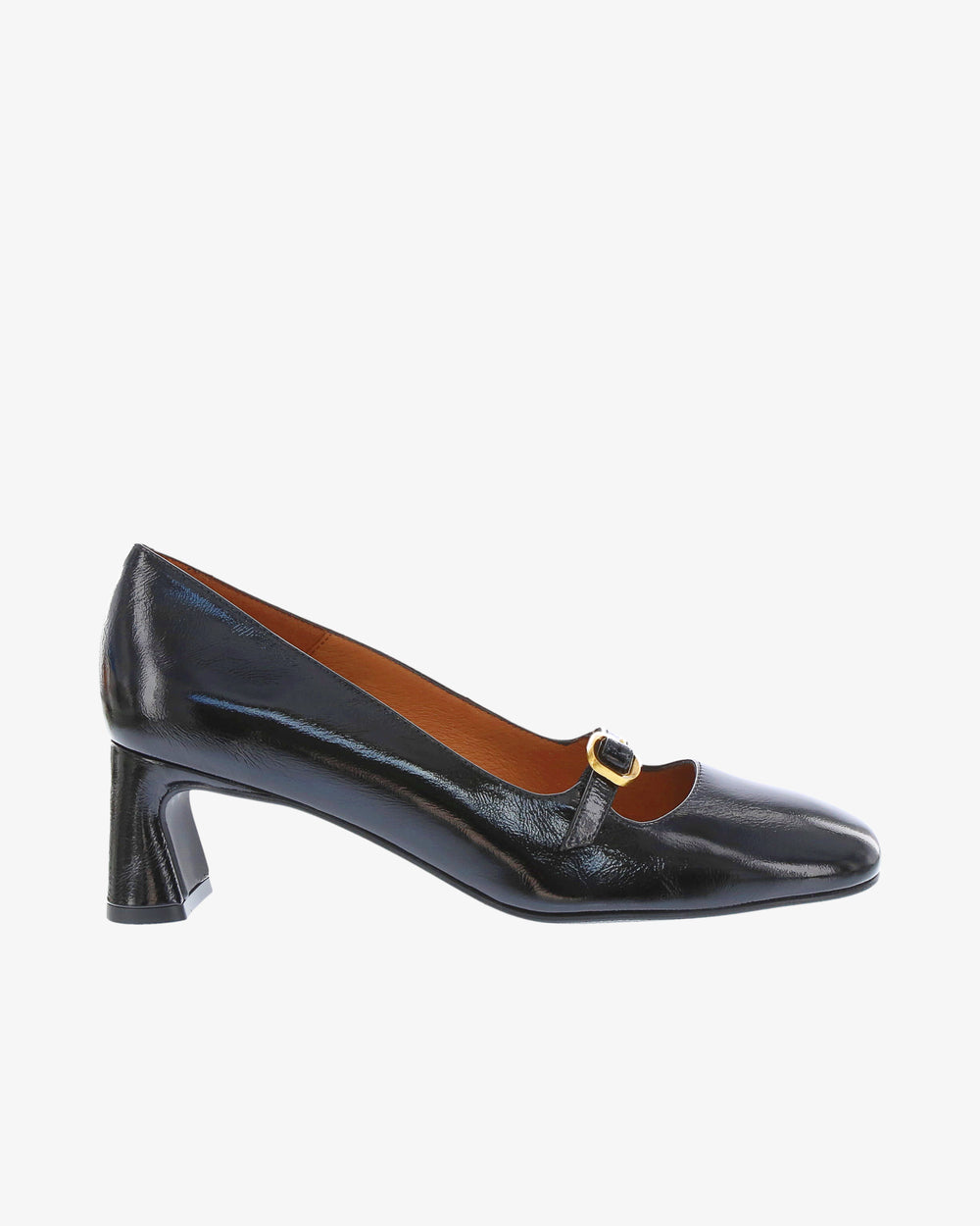 Neo Arielle Heel in Black Crinkle Patent Leather side view | colour:black-crinkle-patent-leather