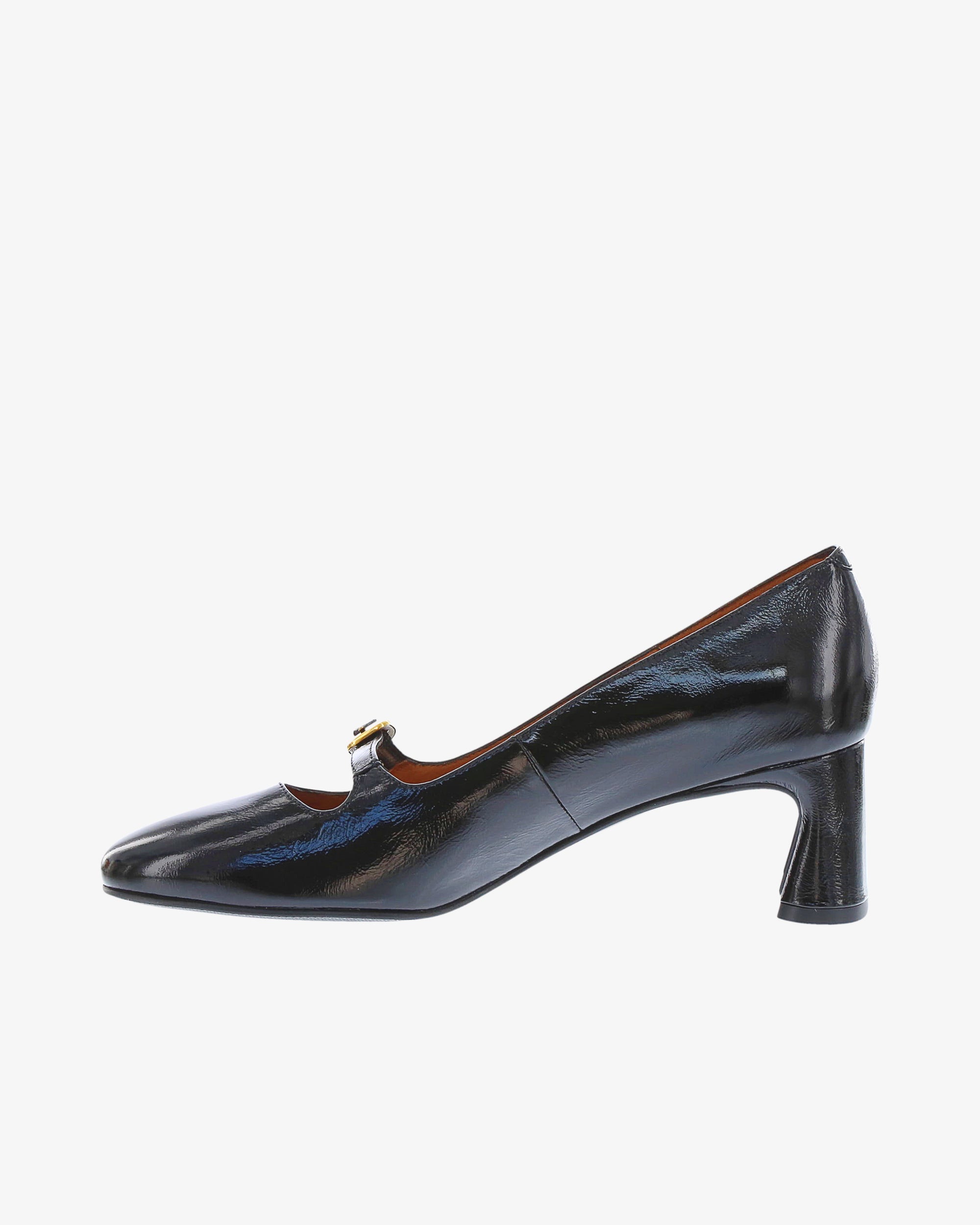 Neo Arielle Heel in Black Crinkle Patent Leather inside view | colour:black-crinkle-patent-leather