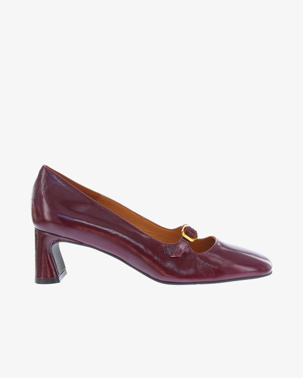 Neo Arielle Heel in Eggplant Crinkle Patent Leather side view | colour:eggplant-crinkle-patent-leather