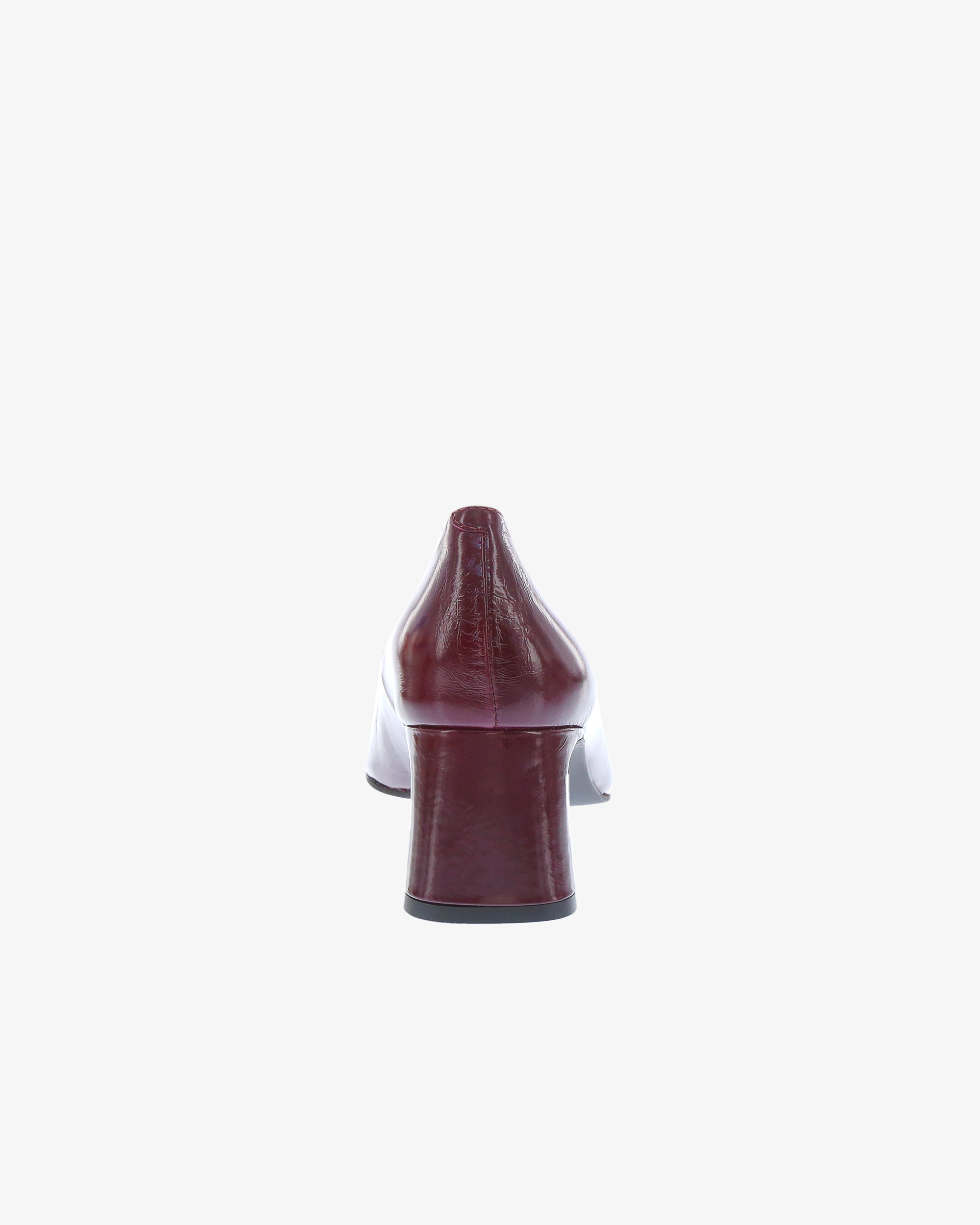 Neo Arielle Heel in Eggplant Crinkle Patent Leather heel view | colour:eggplant-crinkle-patent-leather