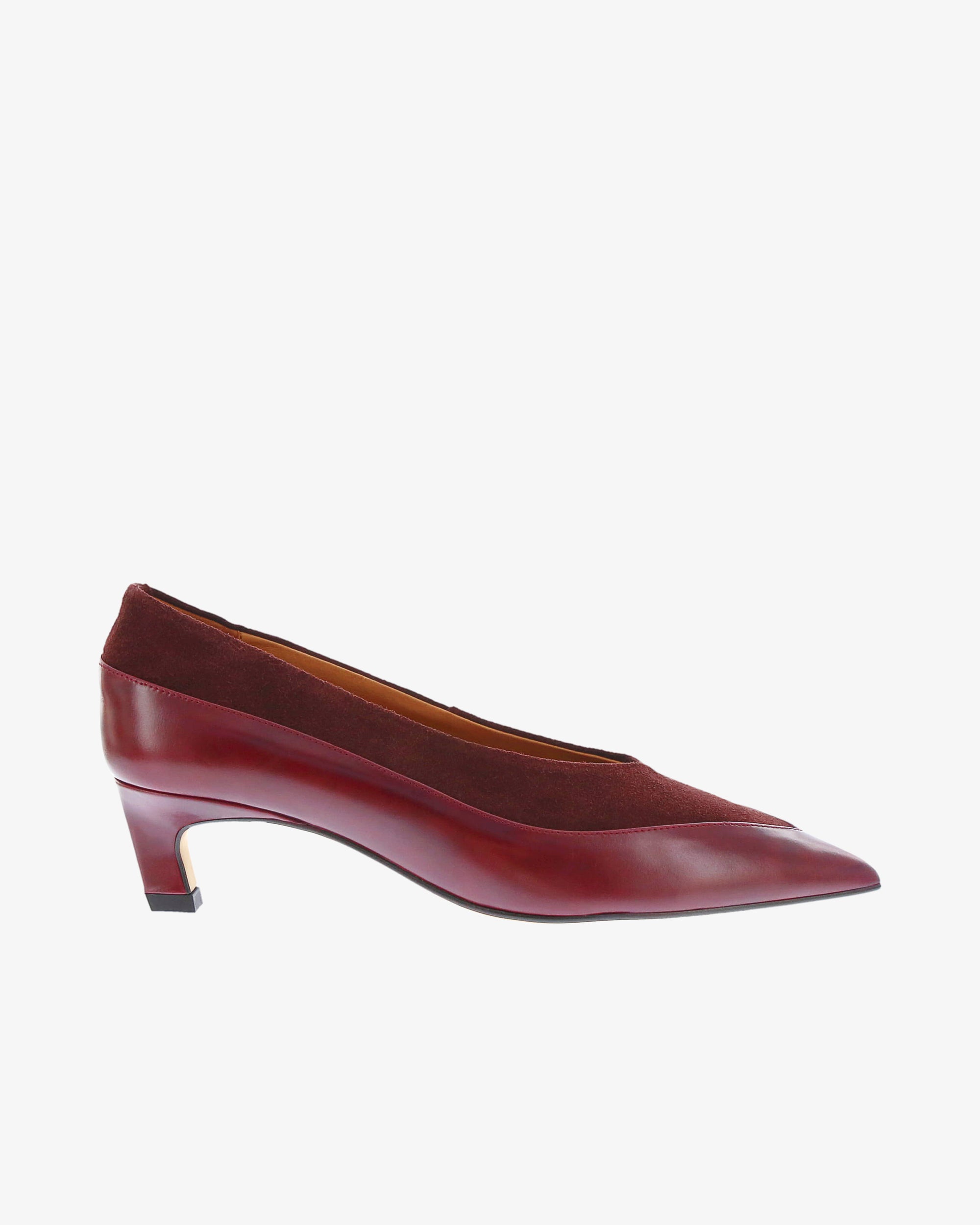 Neo Avelyn Shoe in Burgundy Semi Gloss/Suede Leather side view | colour:burgundy-semi-gloss-suede-leather