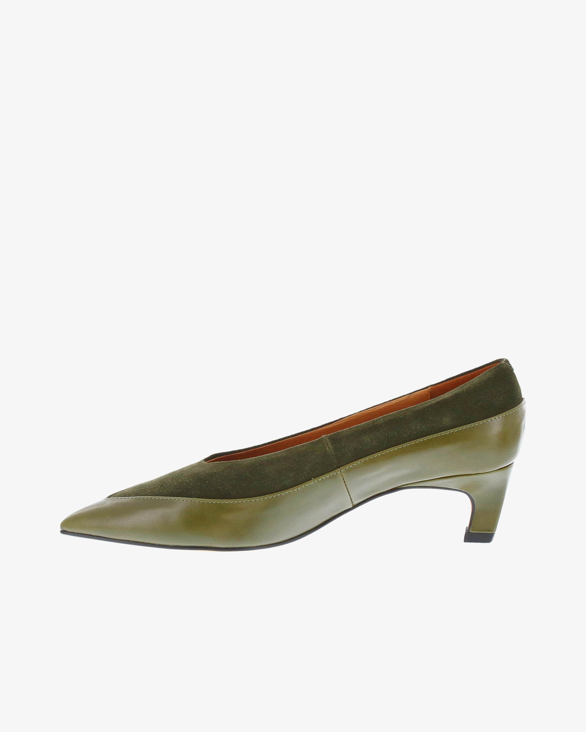 Neo Avelyn Shoe in Olive Semi Gloss/Suede Leather inside view | colour:olive-semi-gloss-suede-leather