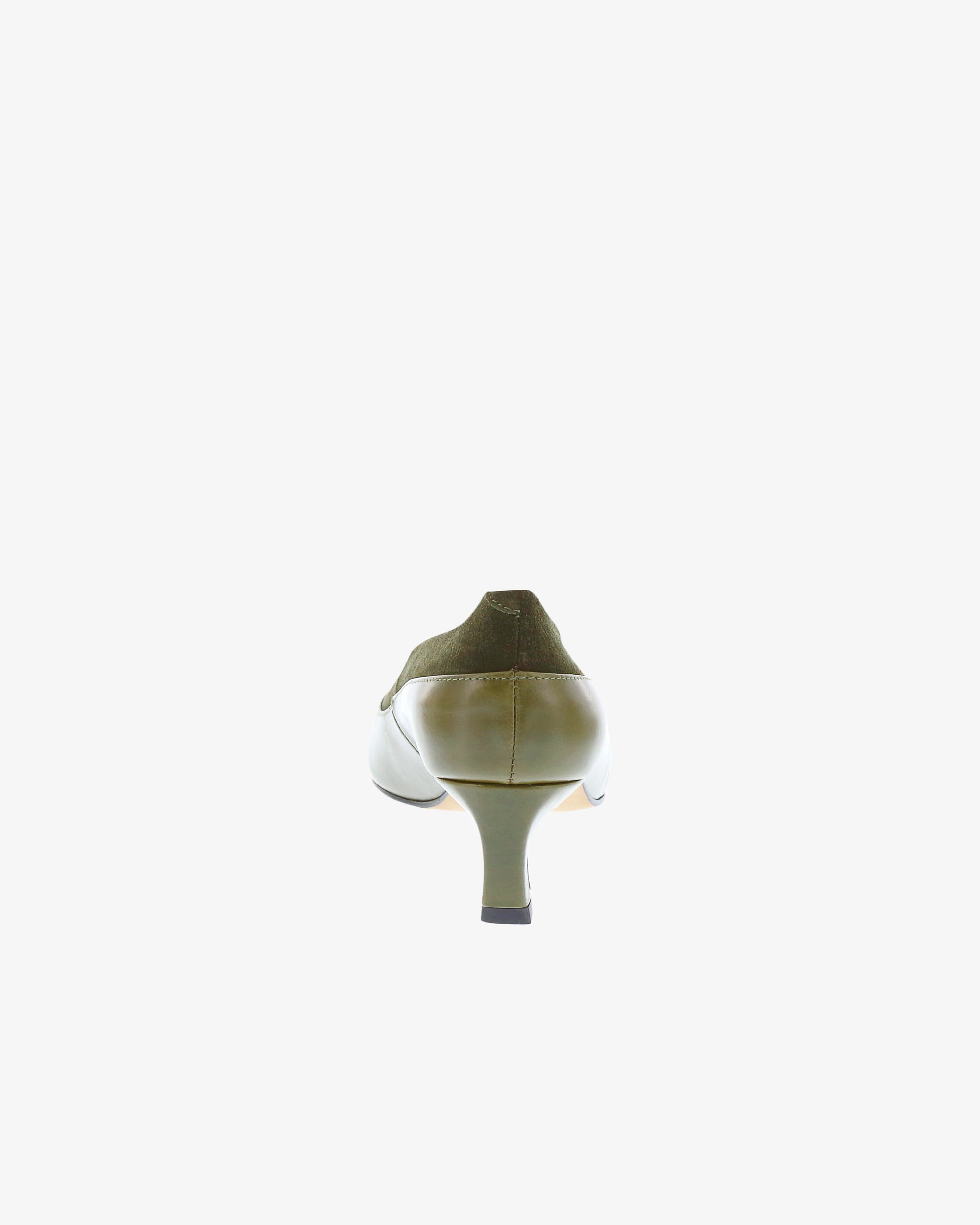 Neo Avelyn Shoe in Olive Semi Gloss/Suede Leather heel view | colour:olive-semi-gloss-suede-leather