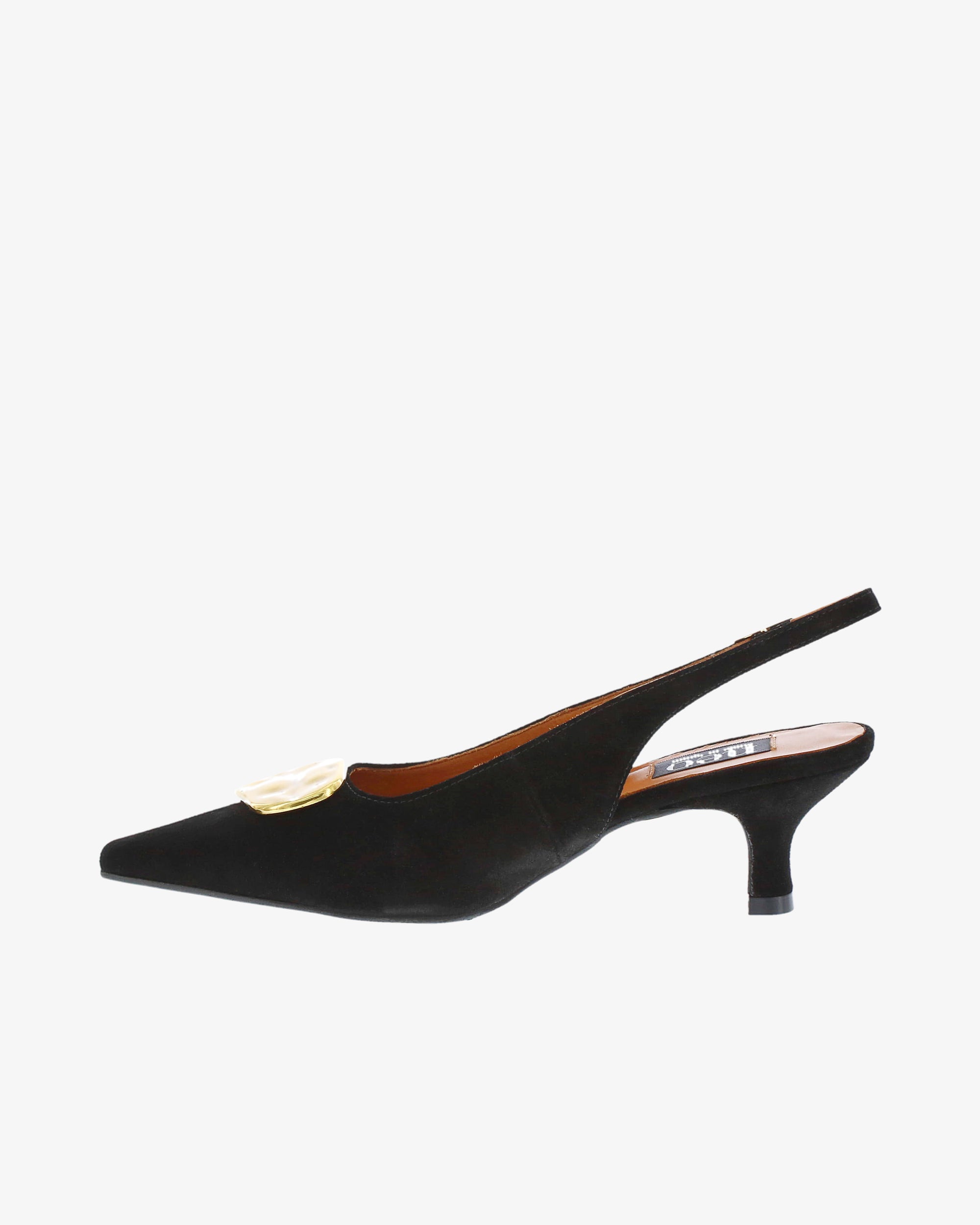 Neo Blythe Slingback in Black Suede Leather inside view | colour:black-suede-leather