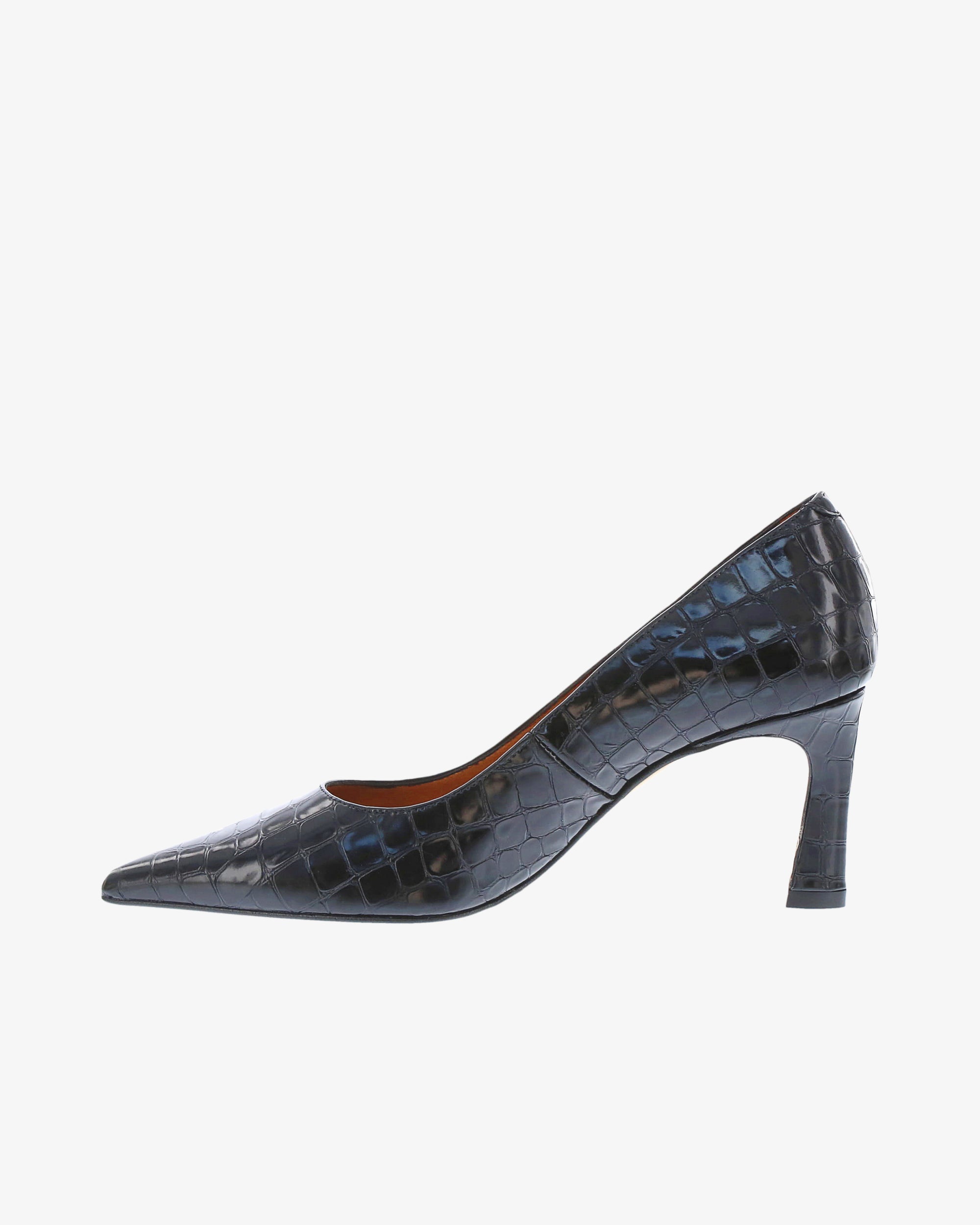 Neo Briony Heel in Black Croc Print Leather inside view | colour:black-croc-print-leather