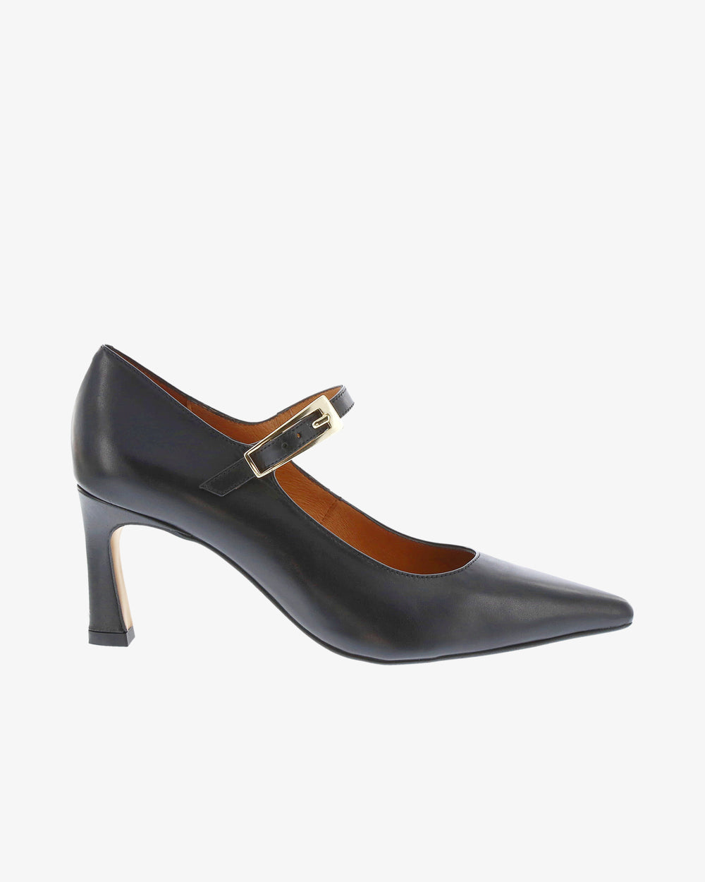 Neo Carys Heel in Black Napa Leather side view | colour:black-napa-leather