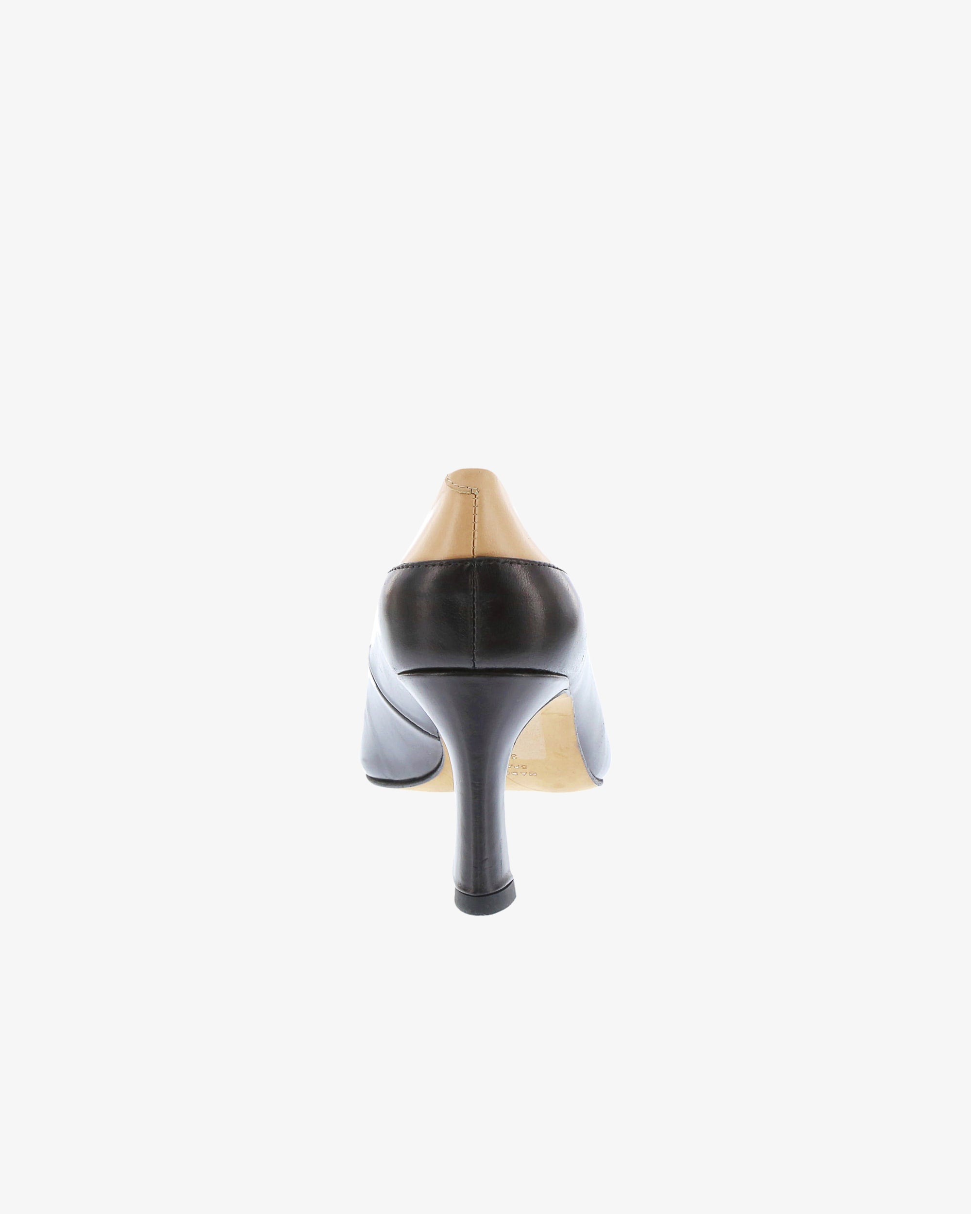 Neo Celise Heel in Black/Sand Semi Gloss Leather heel view | colour:black-sand-semi-gloss-leather