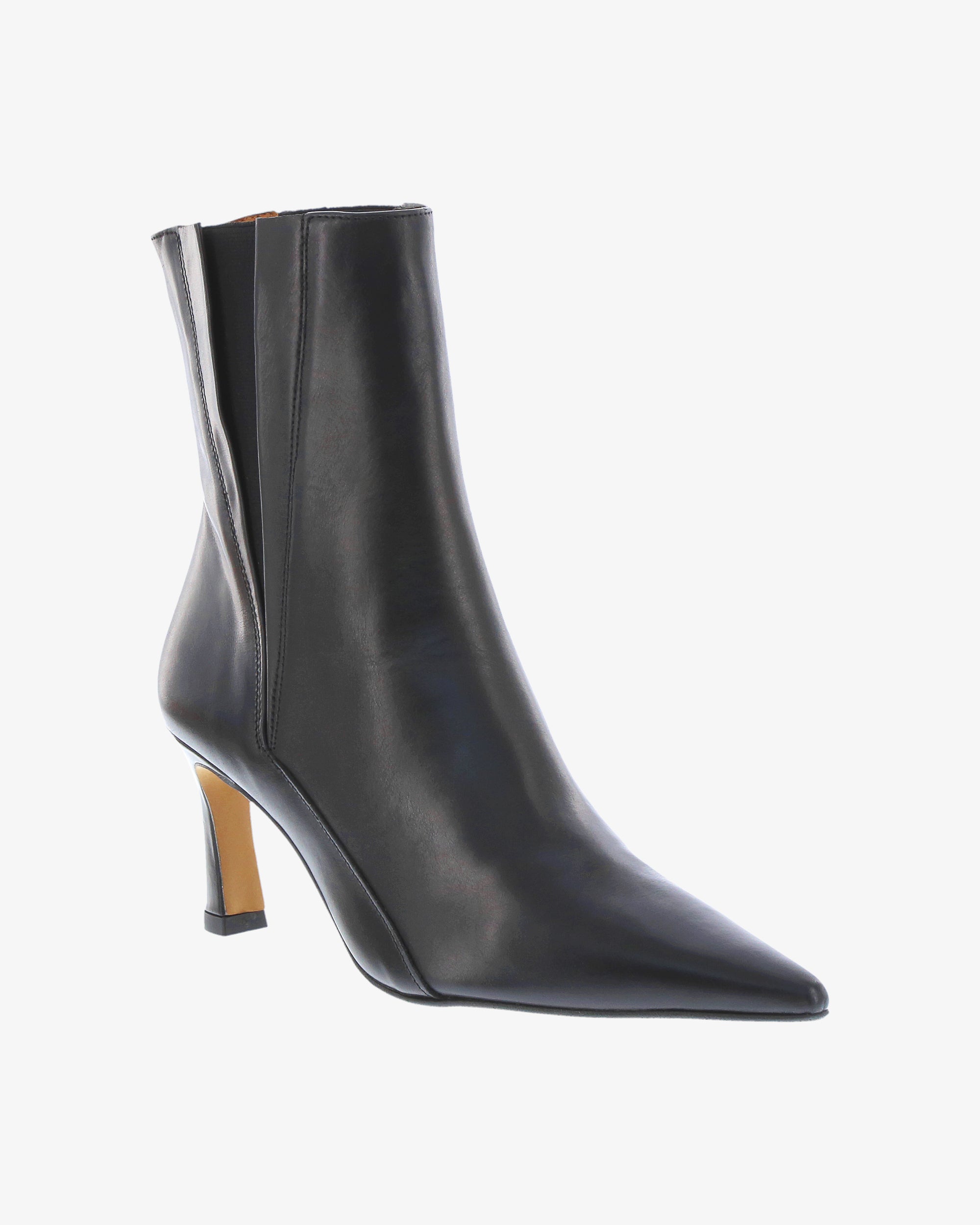Neo Cerin Ankle Boot in Black Semi Gloss Leather angled view | colour:black-semi-gloss-leather