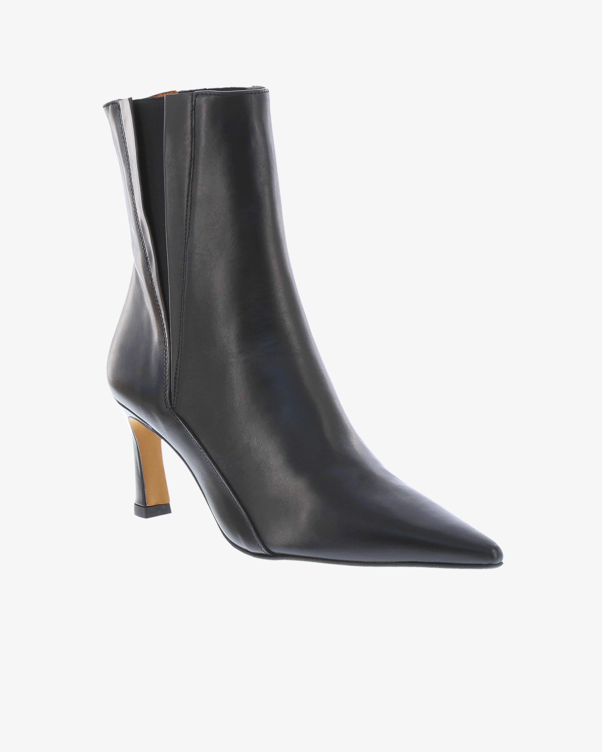 Neo Cerin Ankle Boot in Black Semi Gloss Leather angled view | colour:black-semi-gloss-leather