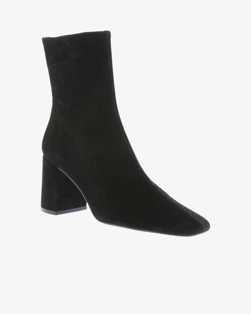 Neo Delphi Ankle Boot in Black Suede Leather angled view | colour:black-suede-leather