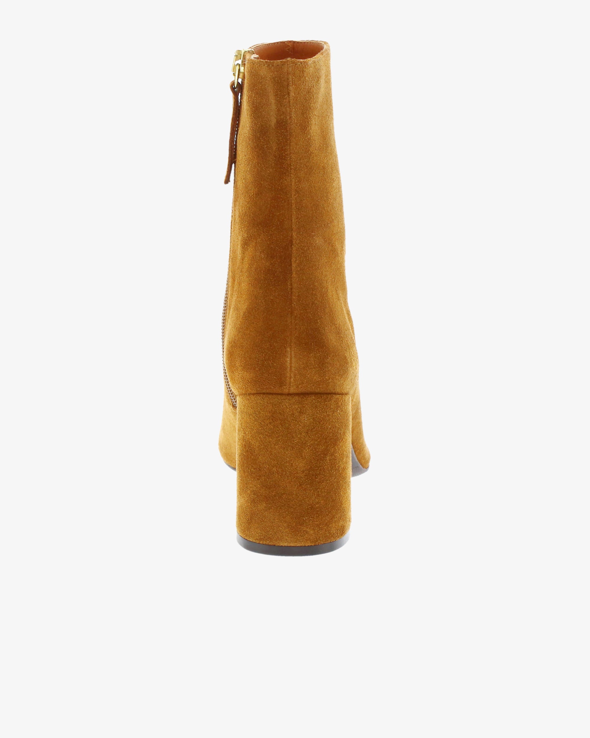 Neo Delphi Ankle Boot in Mahogany Suede Leather heel view | colour:mahogany-suede-leather