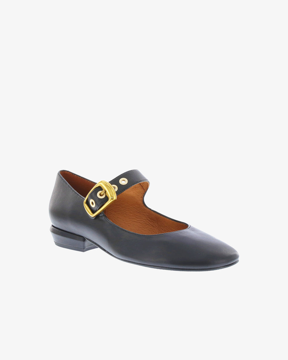 Neo Elowyn Flat in Black Napa Leather angled view | colour:black-napa-leather