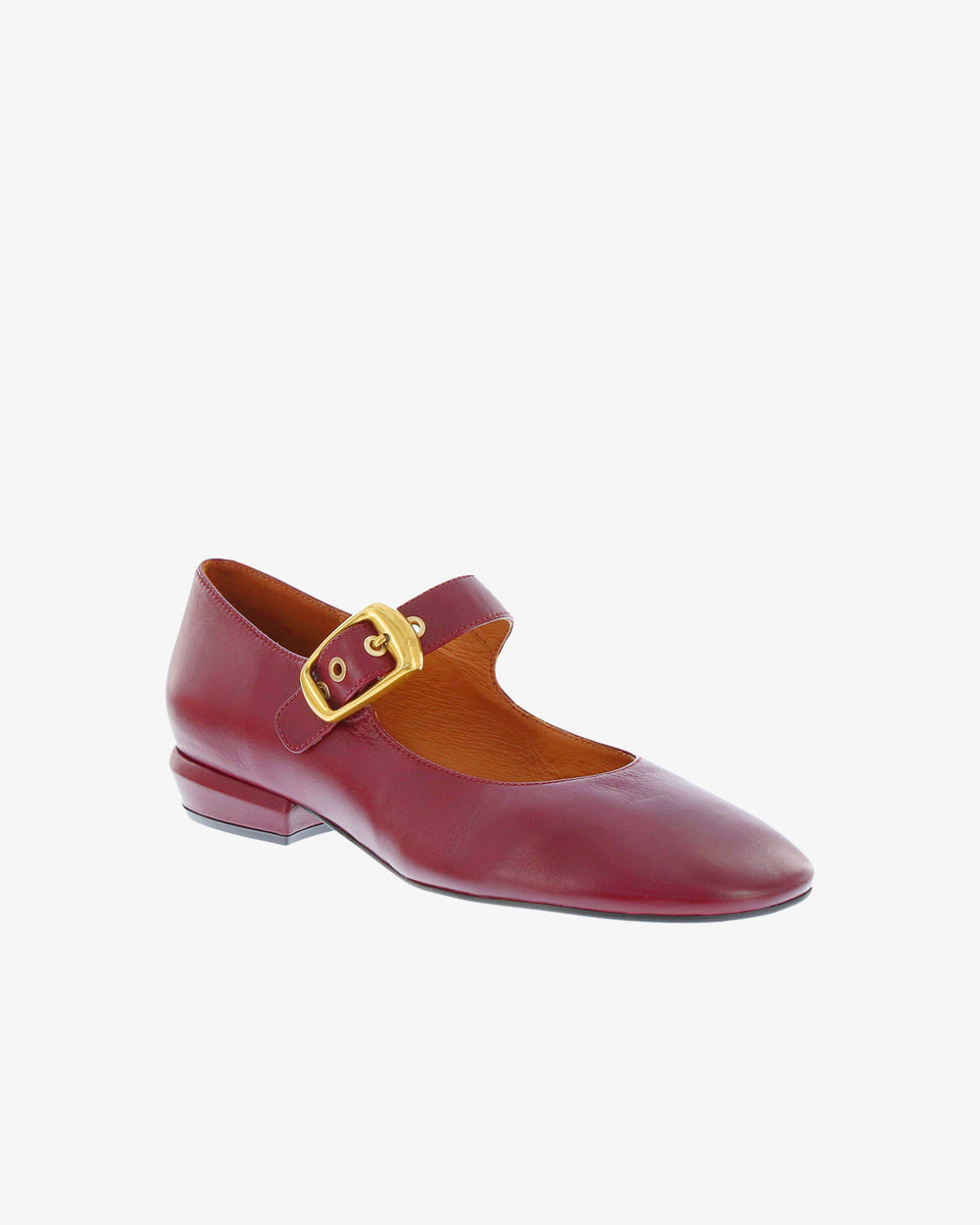Neo Elowyn Flat in Wine Napa Leather angled view | colour:wine-napa-leather