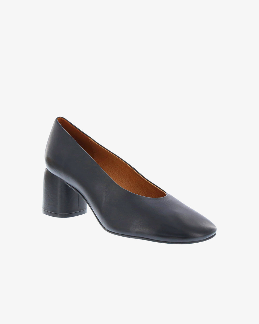 Neo Faelyn Heel in Black Napa Leather angled view | colour:black-napa-leather