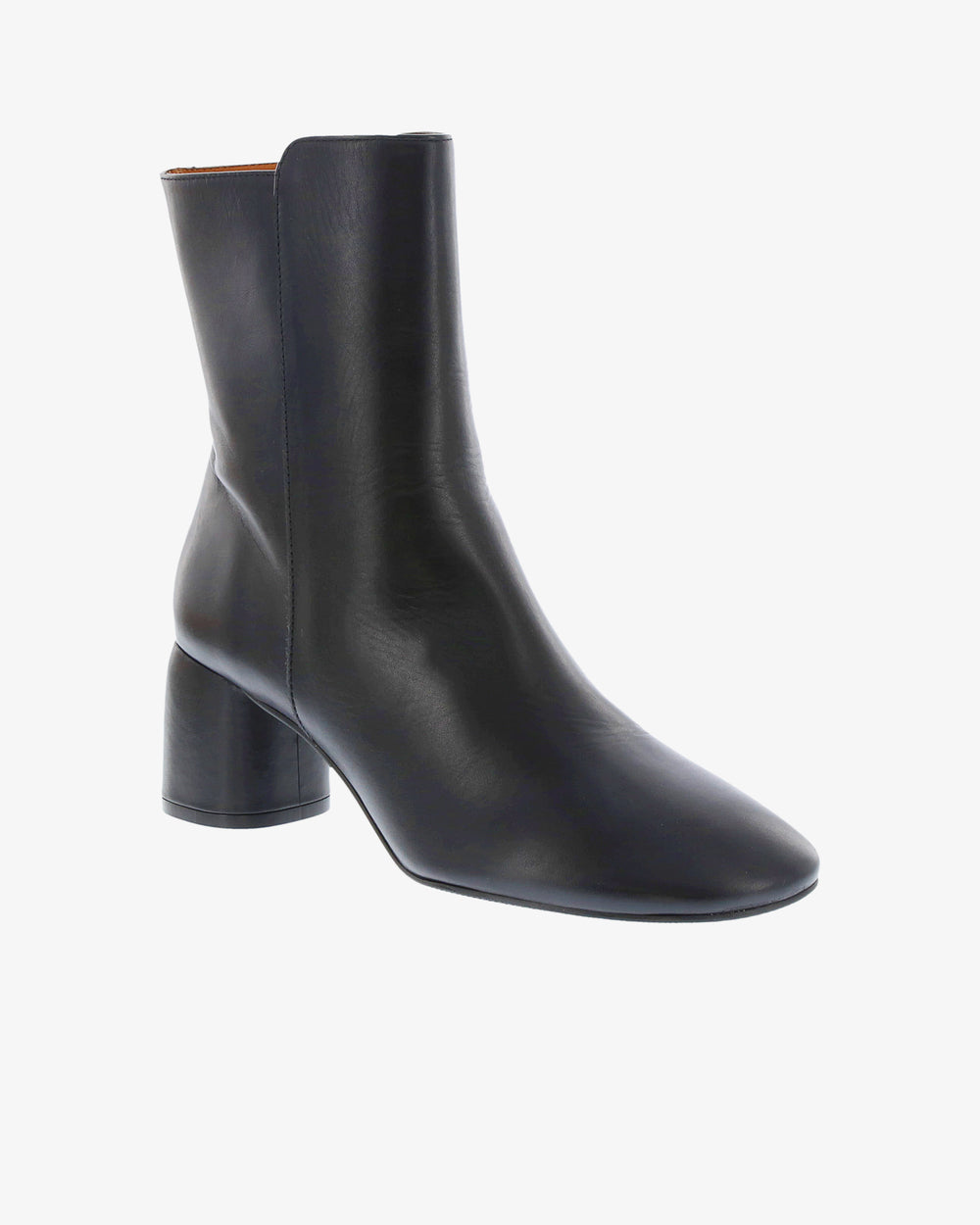 Neo Fleur Ankle Boot in Black Napa Leather angled view | colour:black-napa-leather
