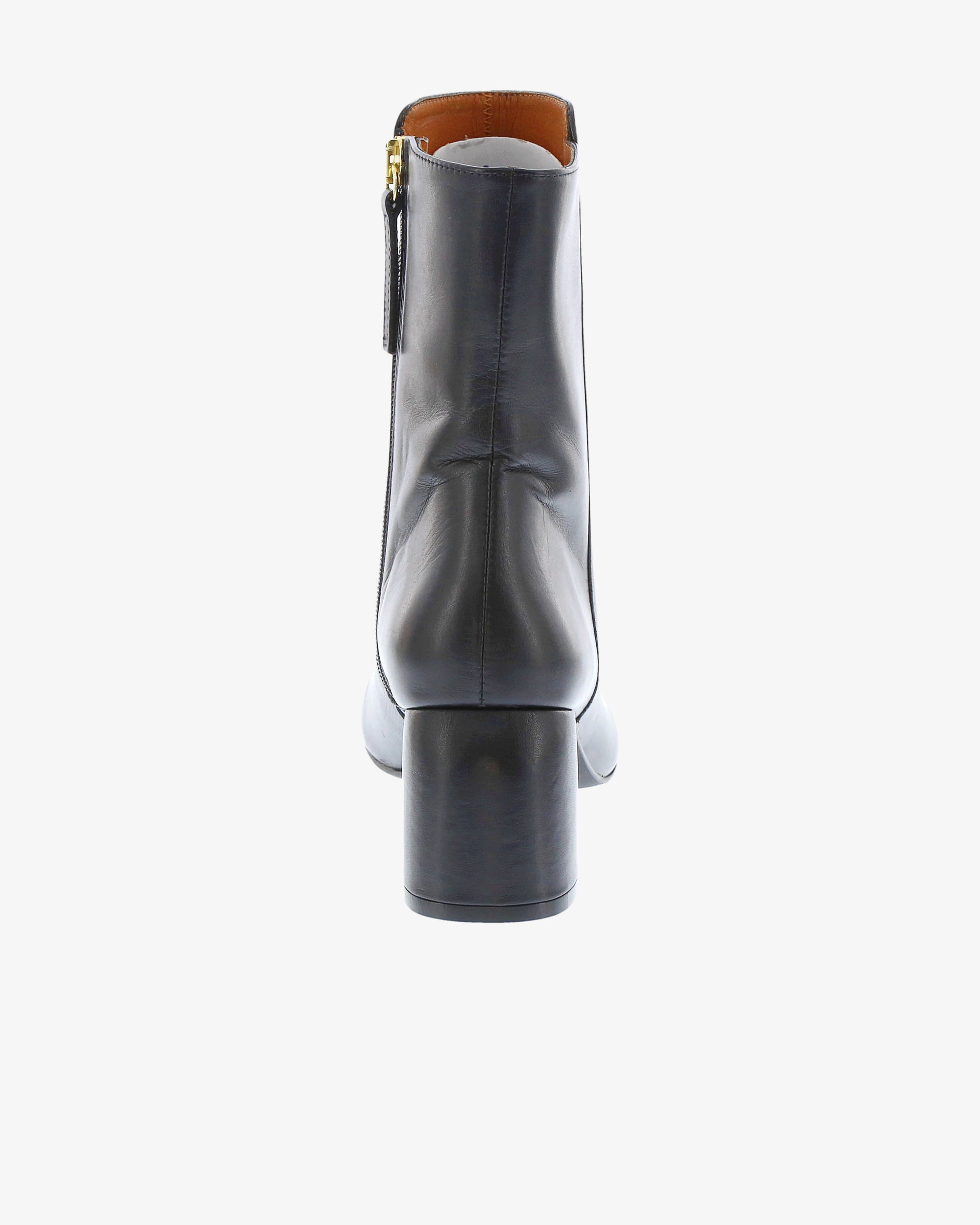 Neo Fleur Ankle Boot in Black Napa Leather heel view | colour:black-napa-leather