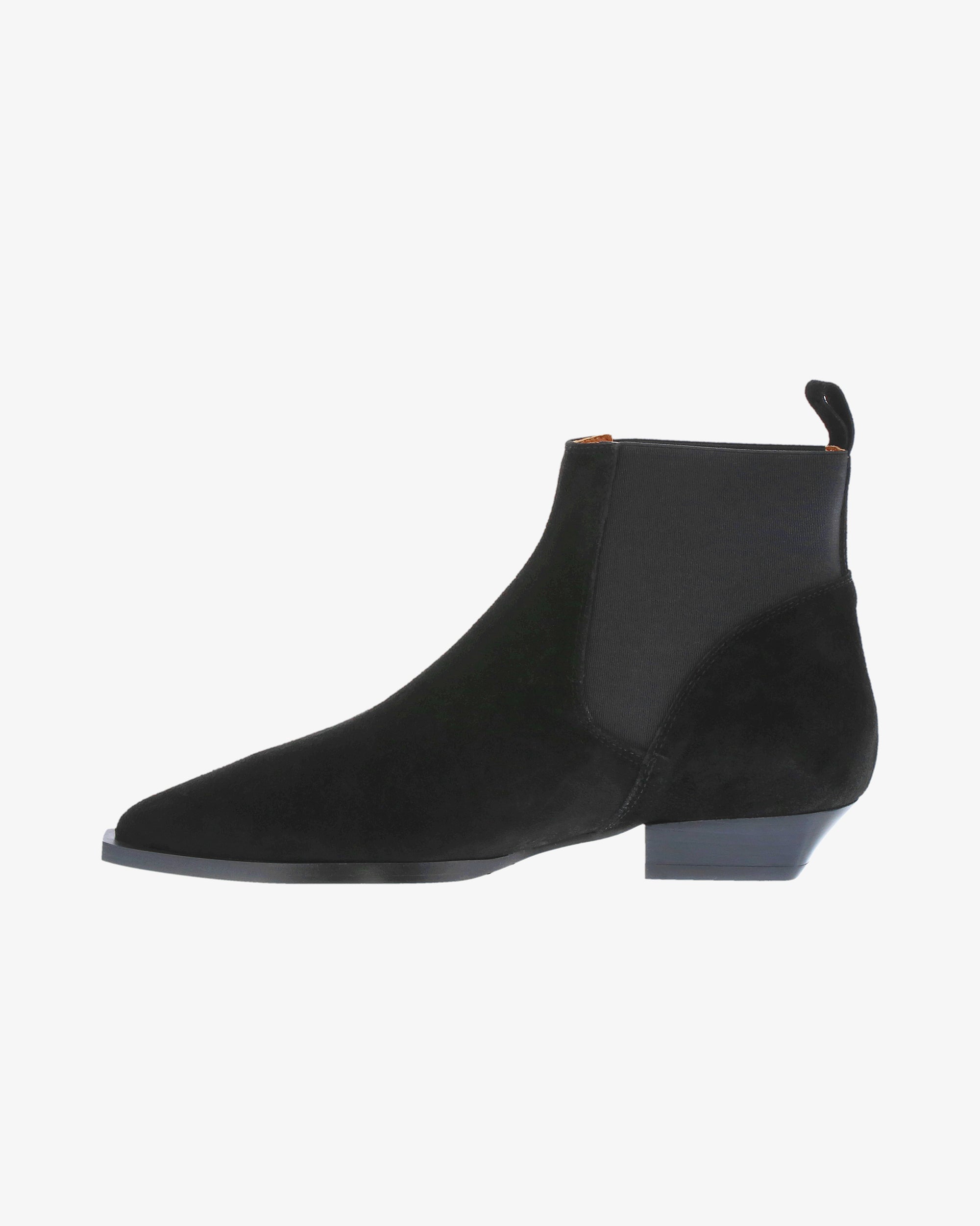 Neo Florin Ankle Boot in Black Suede Leather/Elastic inside view | colour:black-suede-leather-elastic