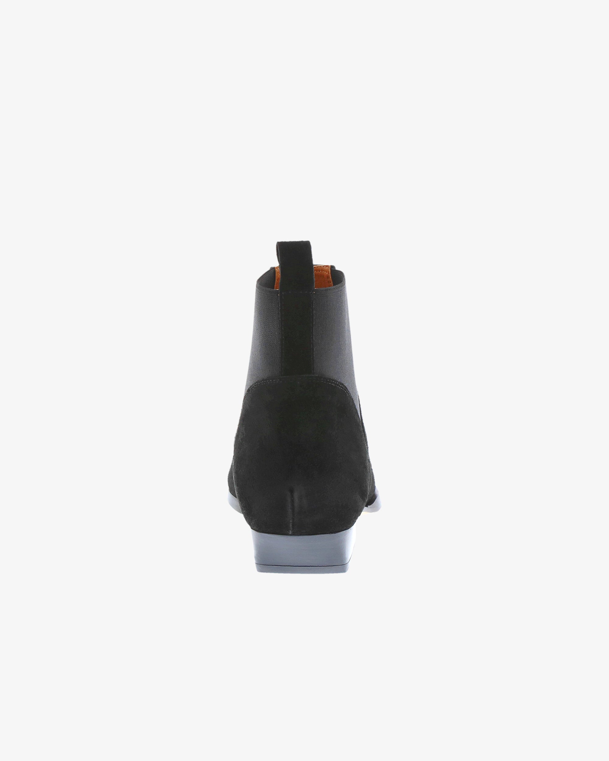 Neo Florin Ankle Boot in Black Suede Leather/Elastic heel view | colour:black-suede-leather-elastic