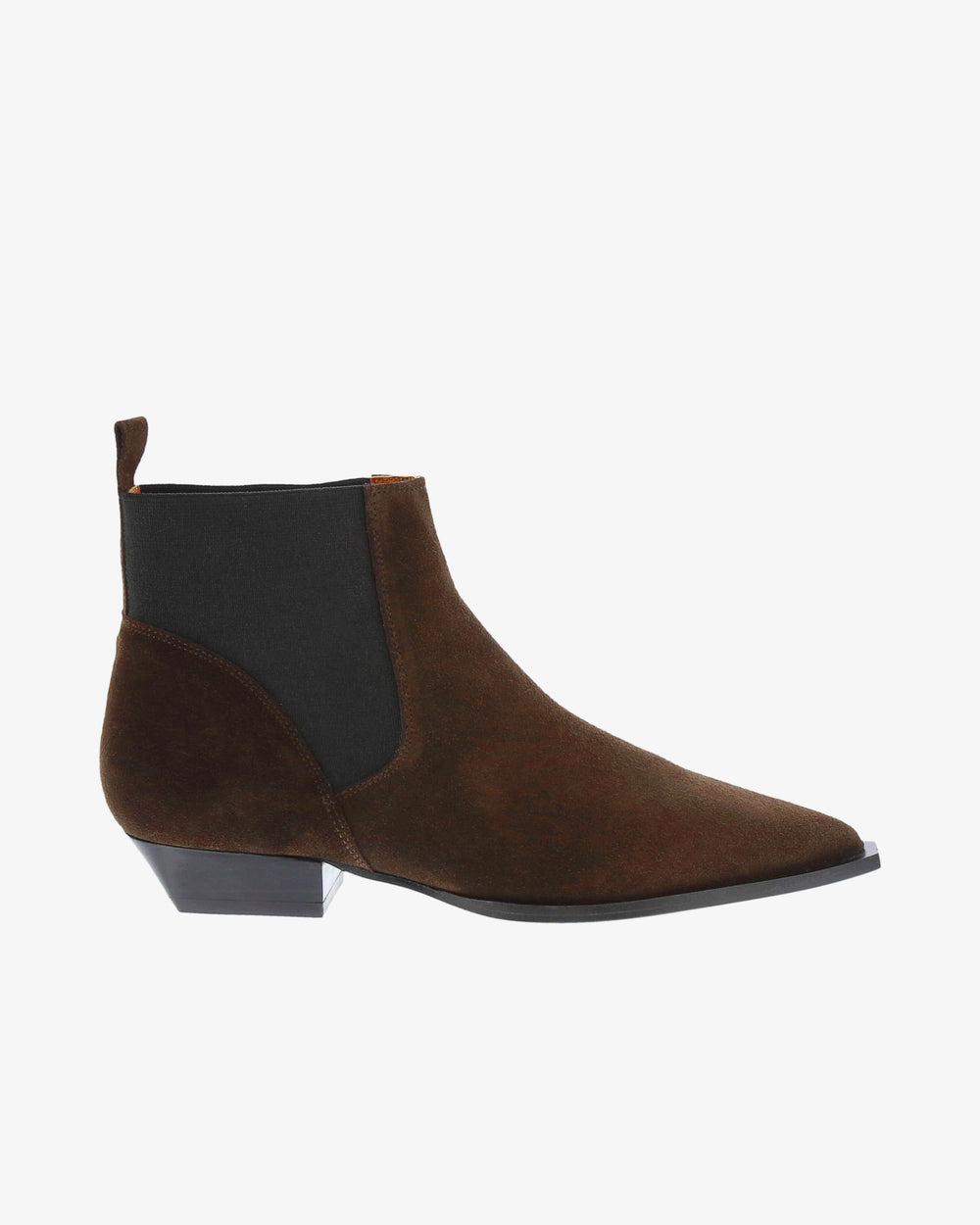 Neo Florin Ankle Boot in Chocolate/Black Suede Leather/Elastic side view | colour:chocolate-black-suede-leather-elastic