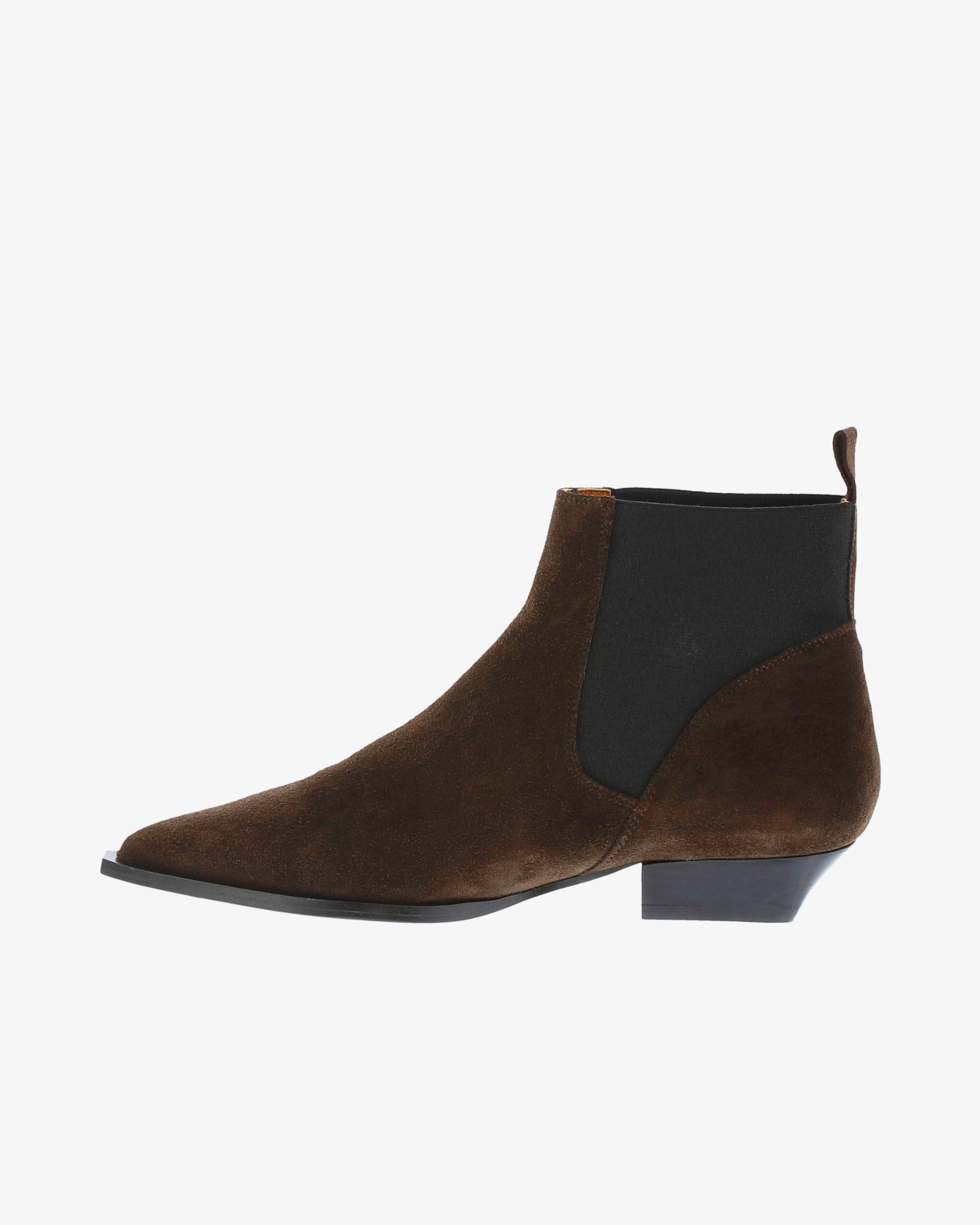 Neo Florin Ankle Boot in Chocolate/Black Suede Leather/Elastic inside view | colour:chocolate-black-suede-leather-elastic