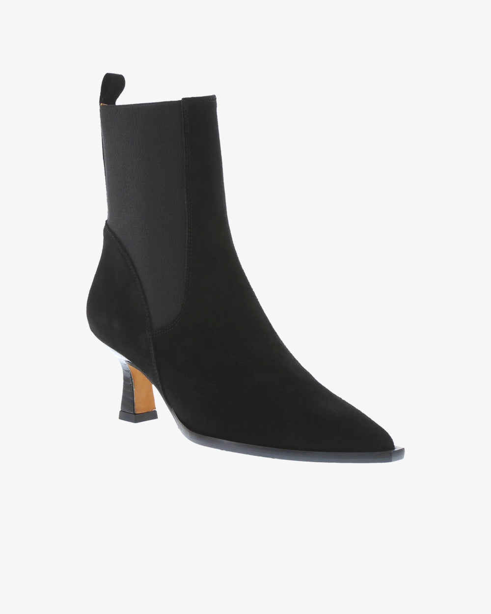 Neo Hollis Ankle Boot in Black Suede Leather angled view | colour:black-suede-leather