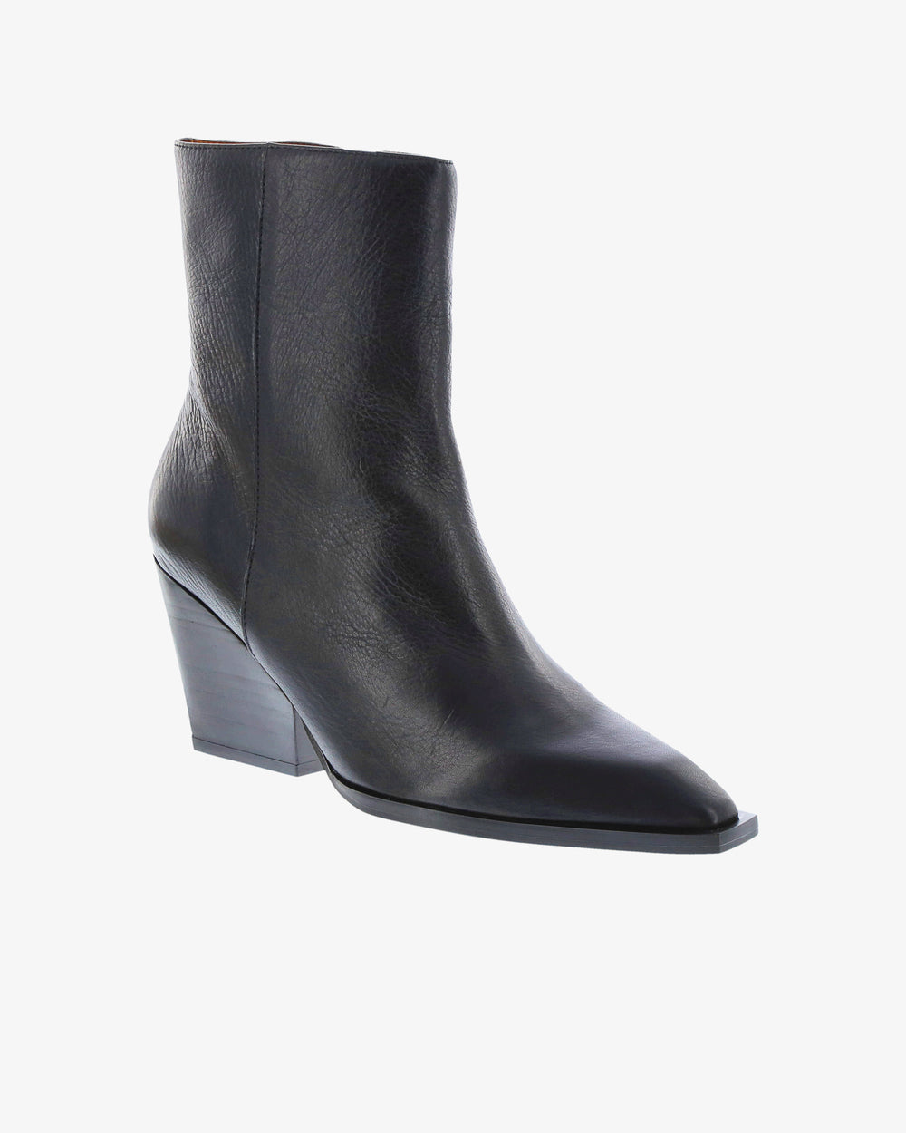 Neo Irisa Ankle Boot in Black Full Grain Leather angled view | colour:black-full-grain-leather