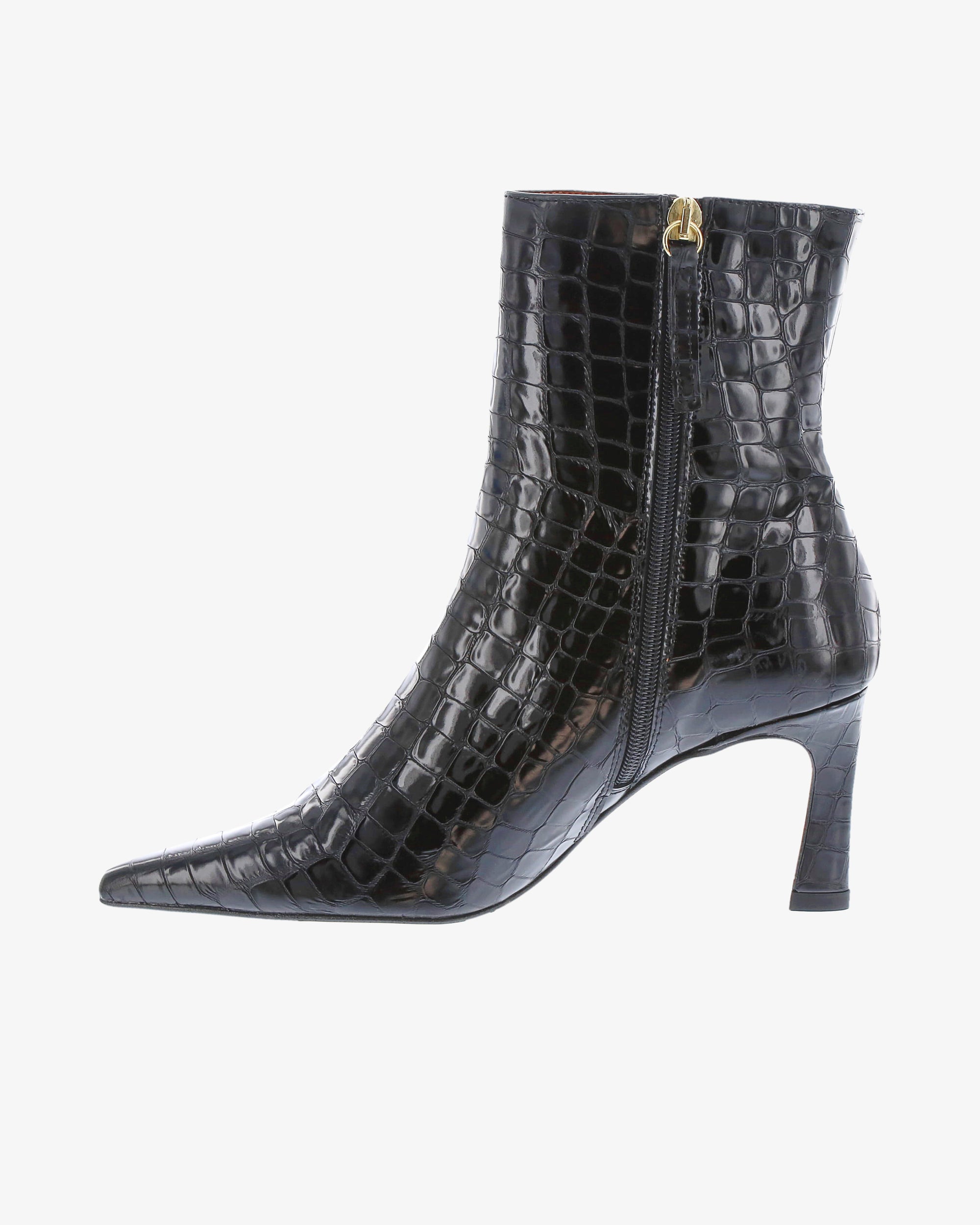 Neo Laurel Ankle Boot in Black Croc Print Leather inside view | colour:black-croc-print-leather