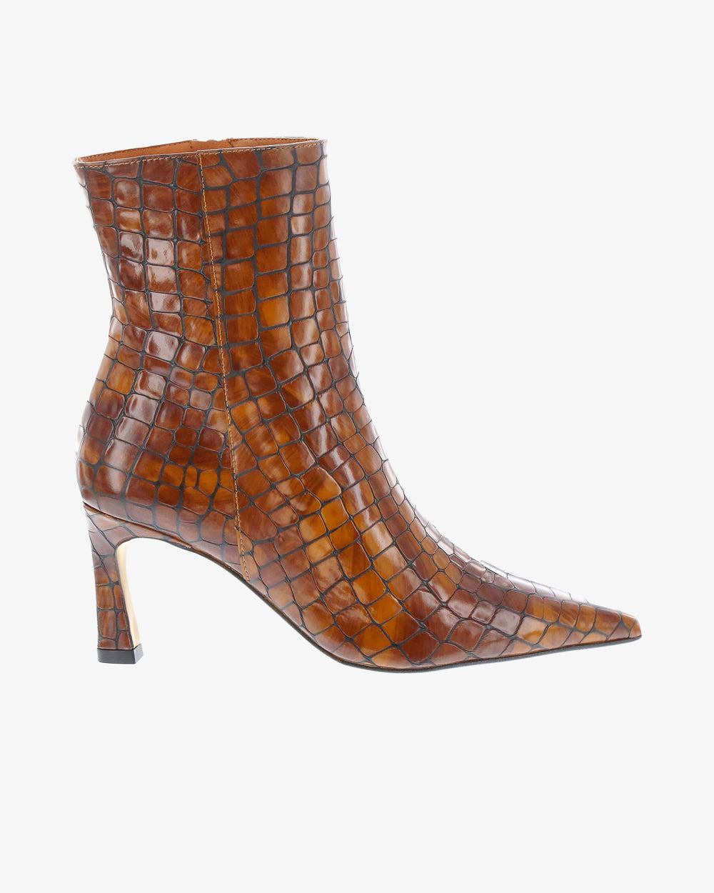 Neo Laurel Ankle Boot in Whisky Croc Print Leather side view | colour:whisky-croc-print-leather
