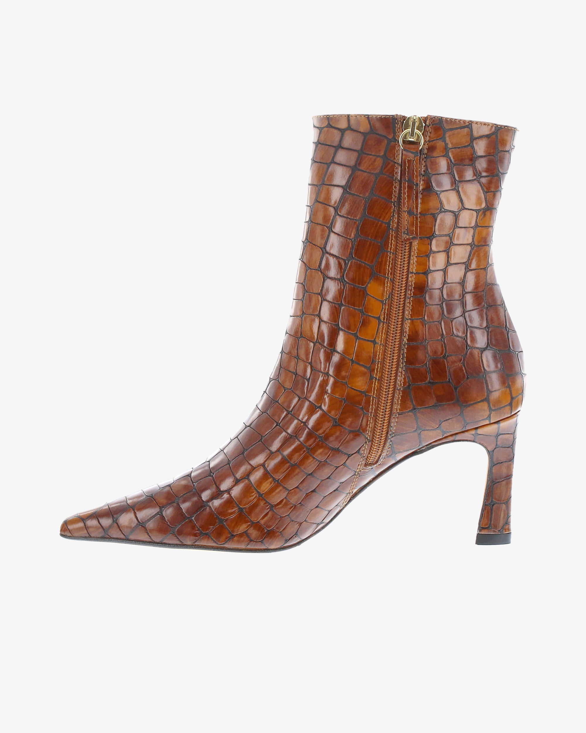 Neo Laurel Ankle Boot in Whisky Croc Print Leather inside view | colour:whisky-croc-print-leather