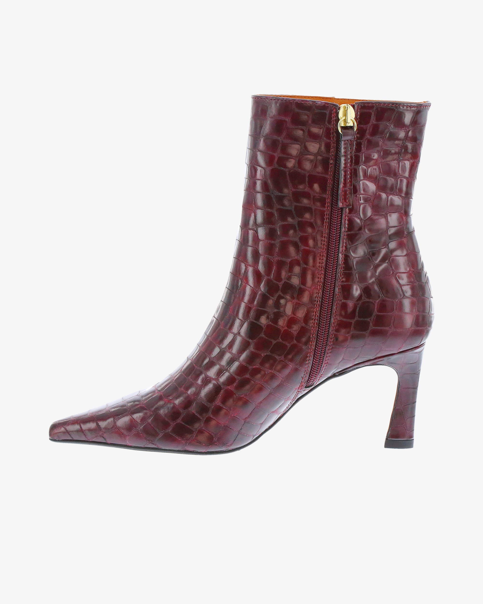 Neo Laurel Ankle Boot in Wine Croc Print Leather inside view | colour:wine-croc-print-leather