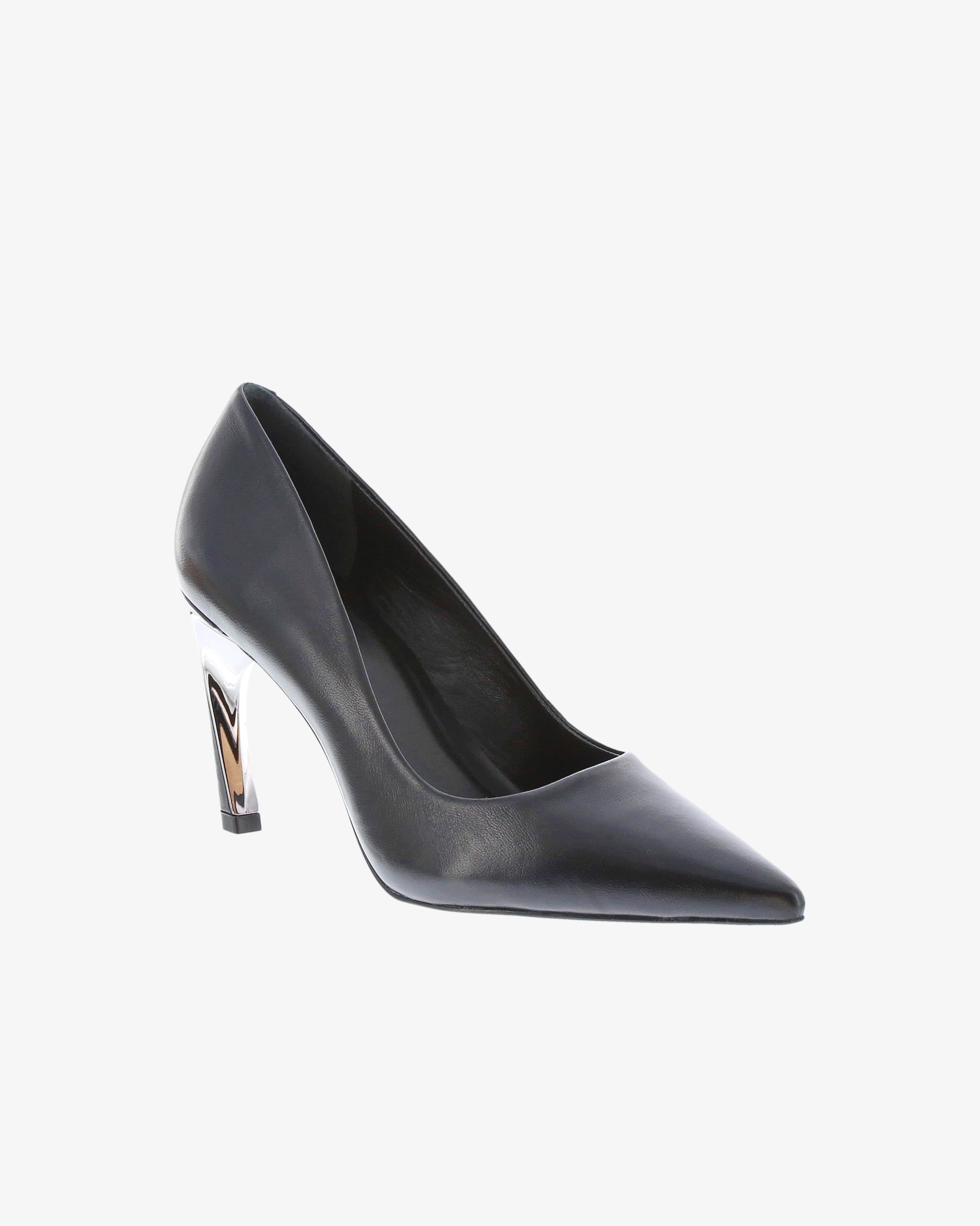 Neo X Xahara Heel in Black Napa Leather angled view | colour:black-napa-leather