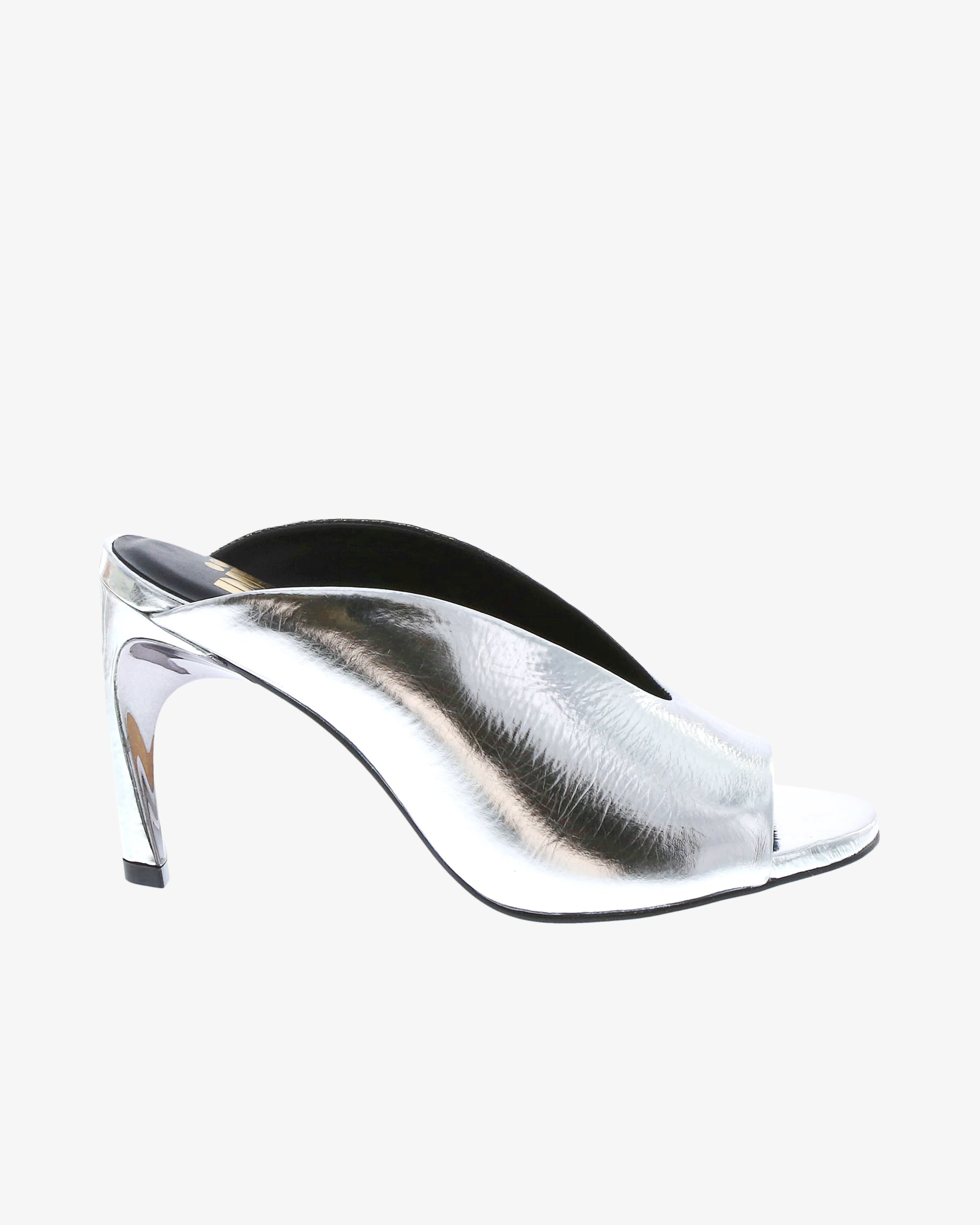 Neo X Xalina Heel in Silver Metallic Leather side view | colour:silver-metallic-leather