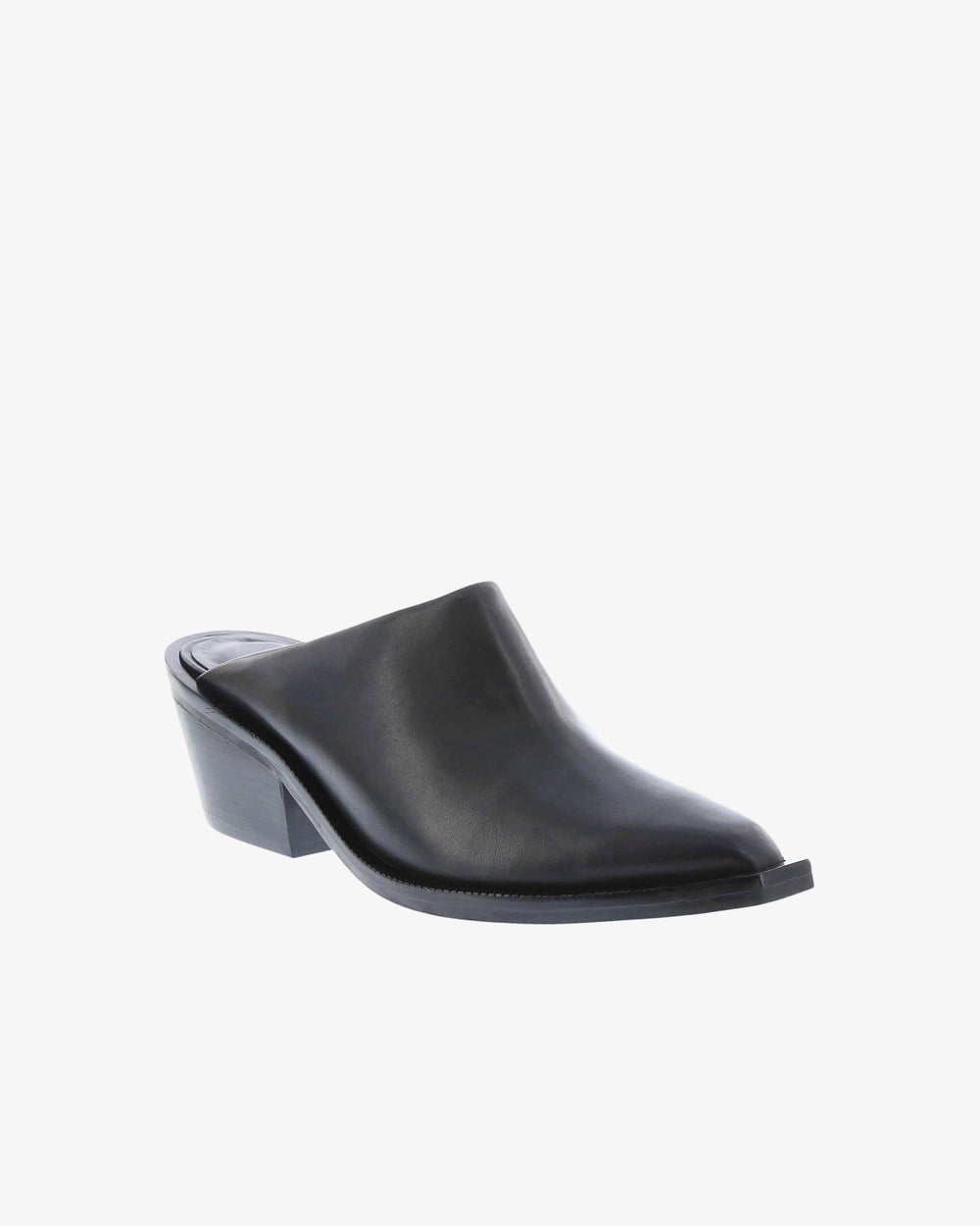 Neo X Xindra Mule in Black Napa Leather angled view | colour:black-napa-leather