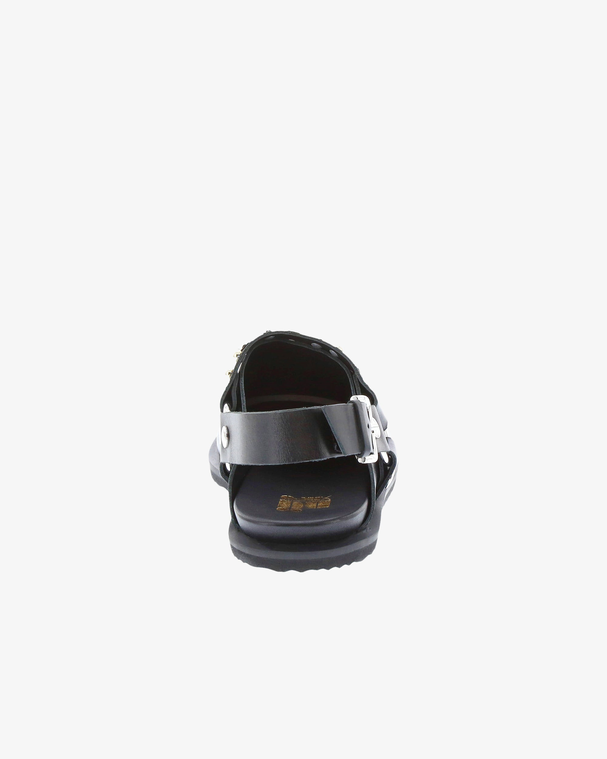 Neo X Xirena Mule in Black Napa Leather heel view | colour:black-napa-leather