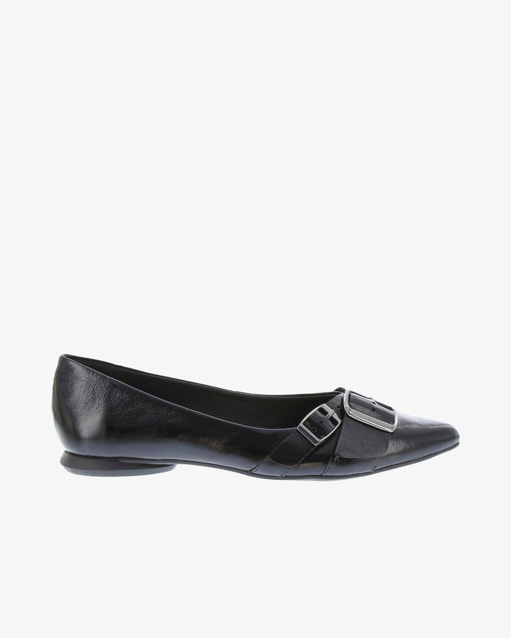 Nu by Neo Bellan Flat in Black Semi Shine Leather side view | colour:black-semi-shine-leather