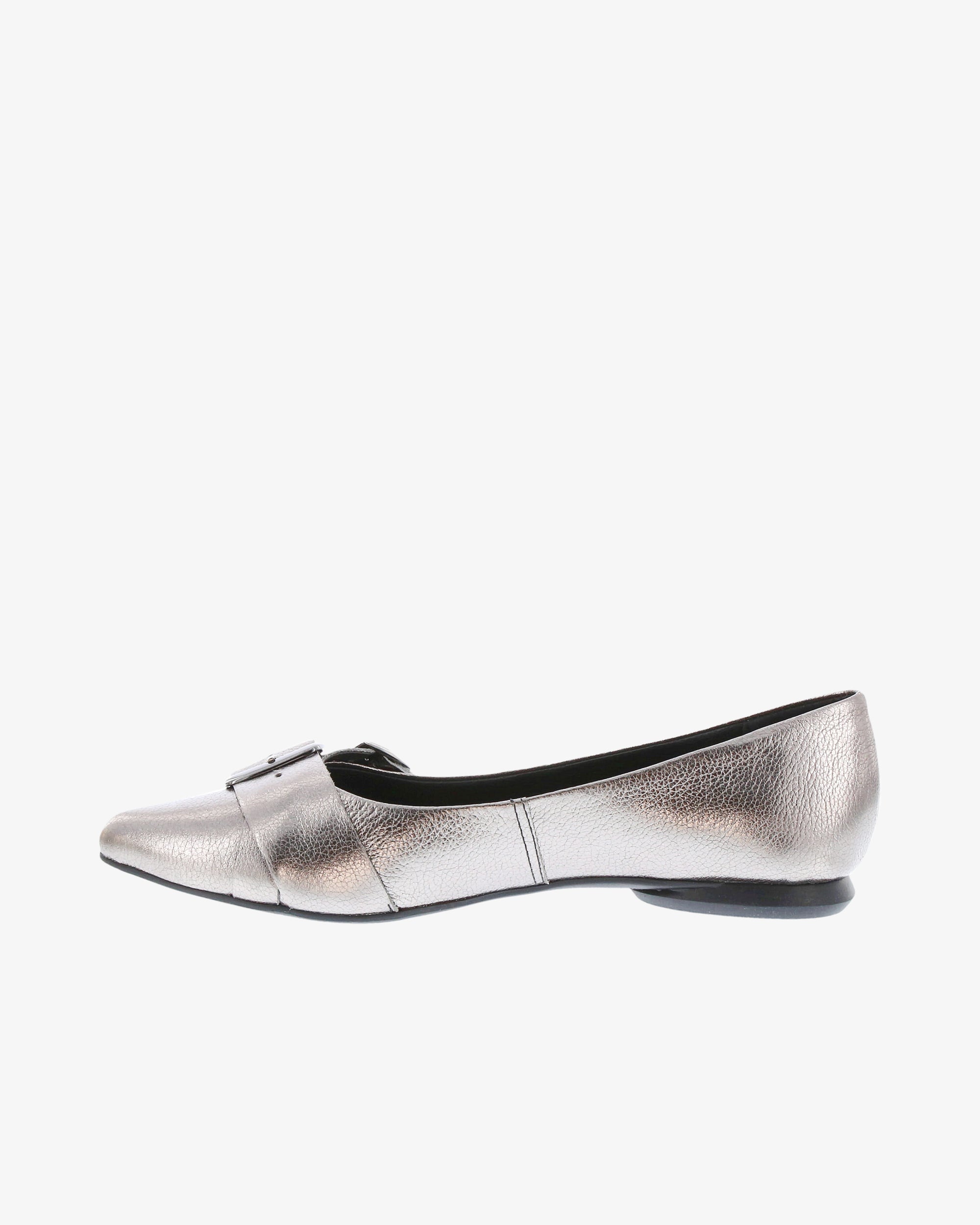 Nu by Neo Bellan Flat in Pewter Metallic Leather inside view | colour:pewter-metallic-leather