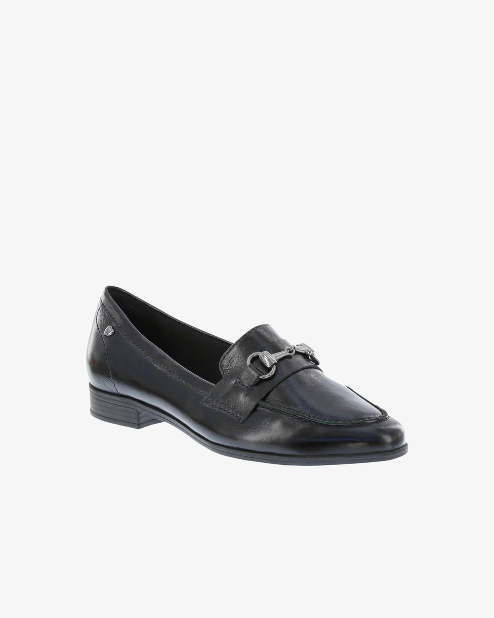 Nu by Neo Bellis Loafer in Black Semi Shine Leather angled view | colour:black-semi-shine-leather
