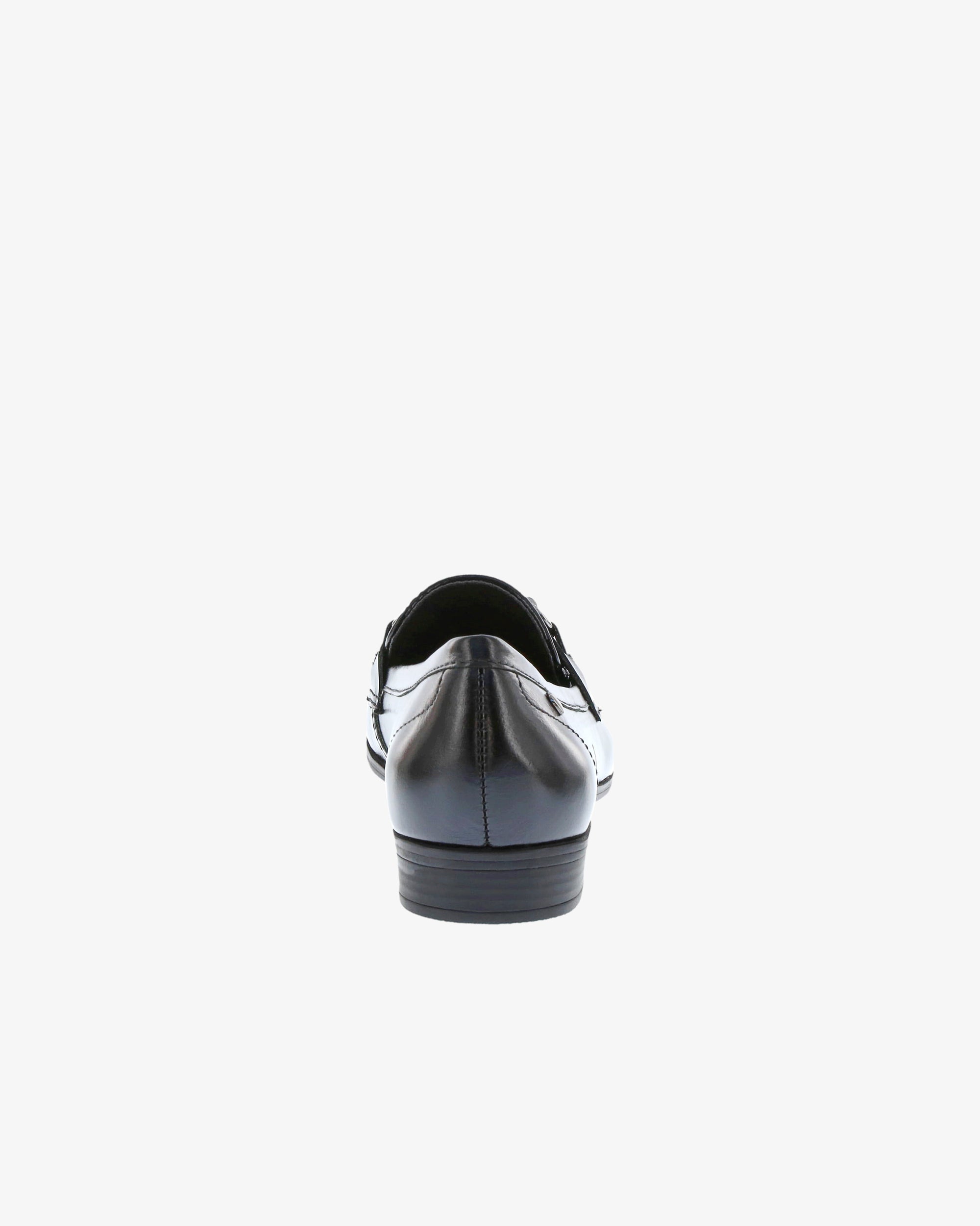 Nu by Neo Bellis Loafer in Black Semi Shine Leather heel view | colour:black-semi-shine-leather