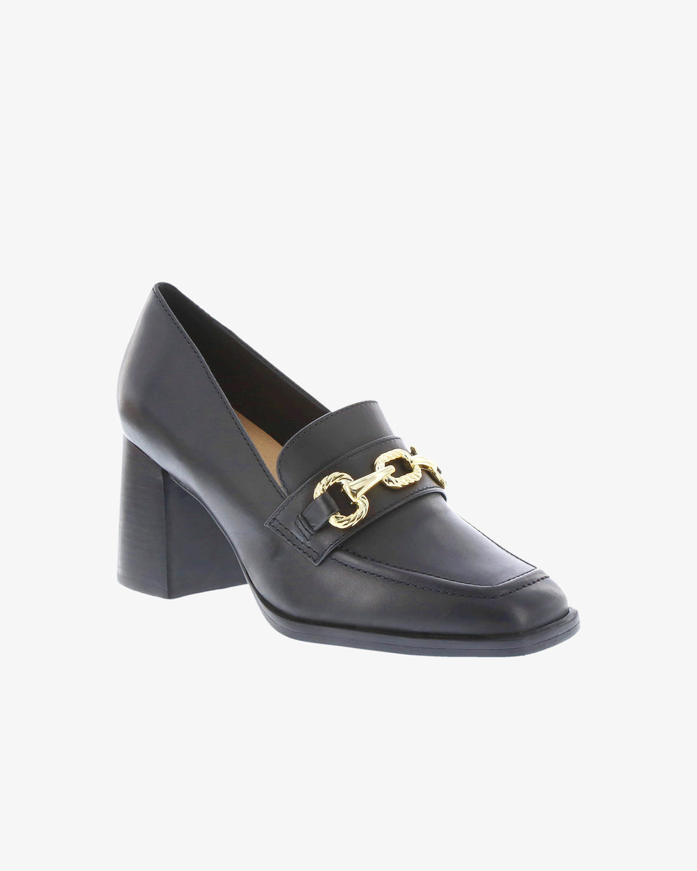 Nu by Neo Bouvia Loafer in Black Smooth Leather angled view | colour:black-smooth-leather