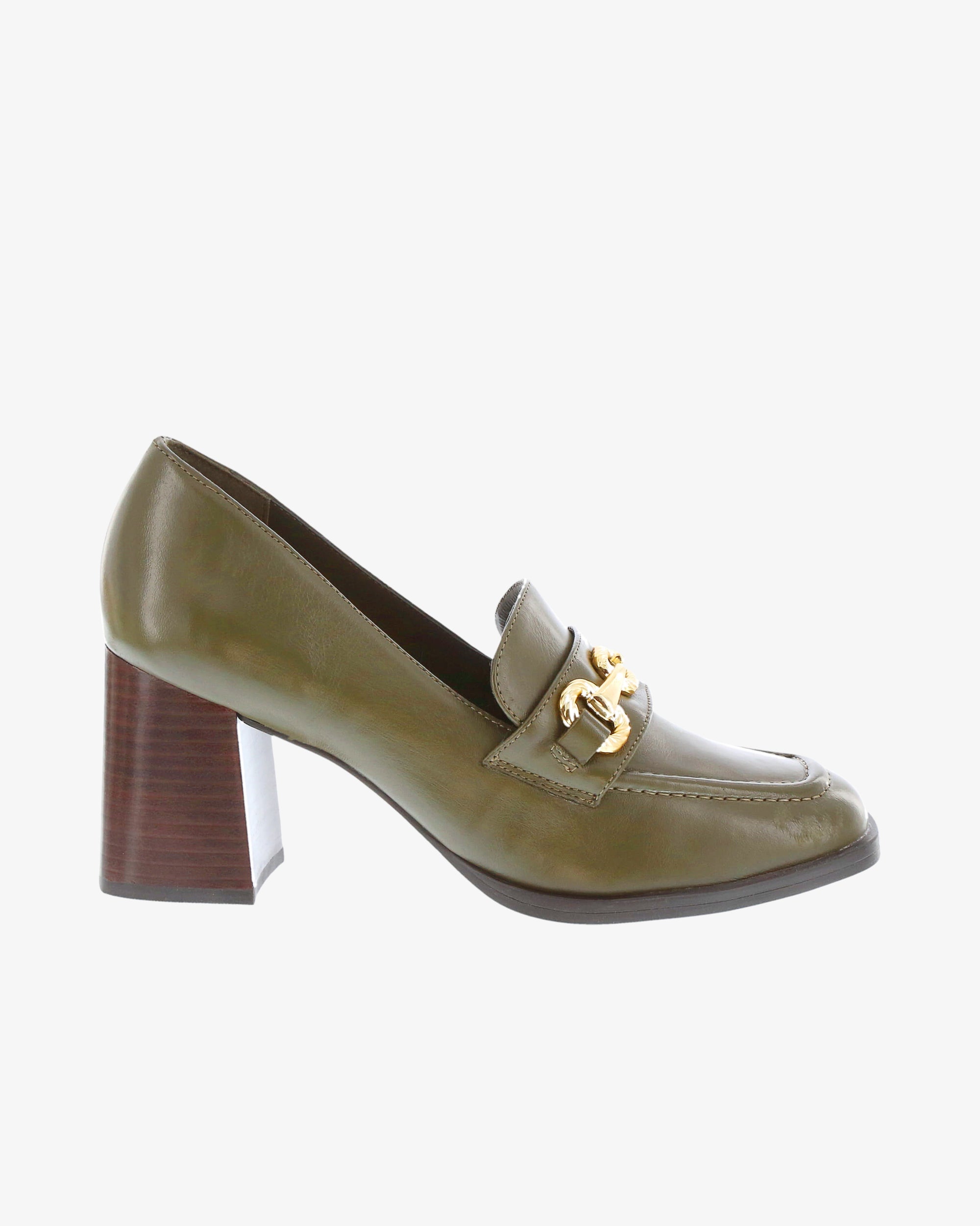 Nu by Neo Bouvia Loafer in Olive Smooth Leather side view | colour:olive-smooth-leather