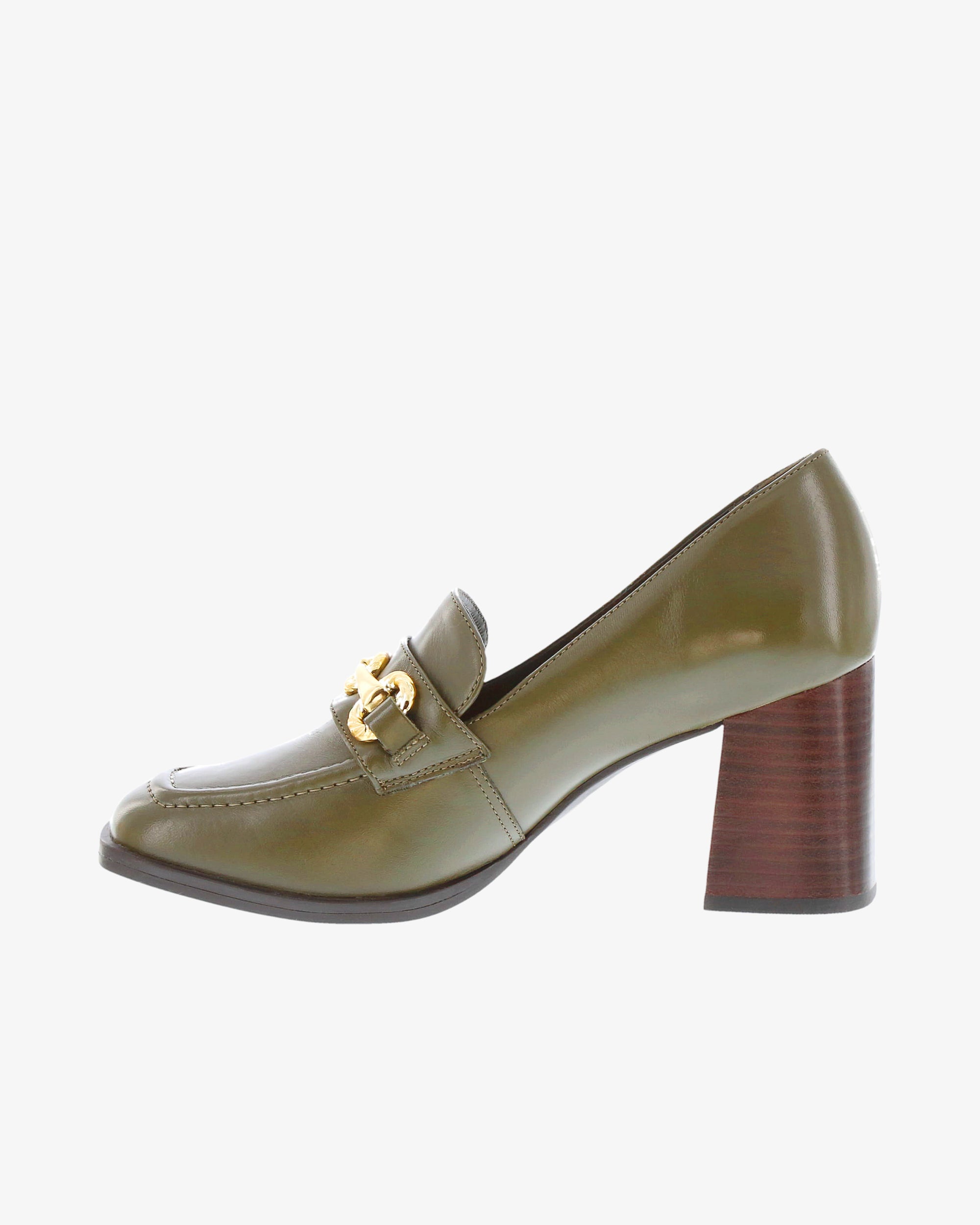 Nu by Neo Bouvia Loafer in Olive Smooth Leather inside view | colour:olive-smooth-leather