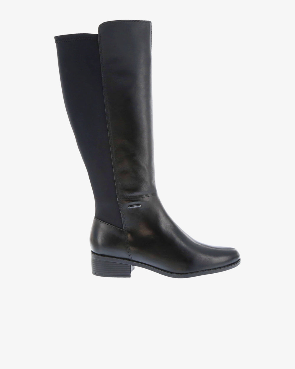 Nu by Neo Iris Tall Boot in Black Napa Leather/Lycra side view | colour:black-napa-leather-lycra