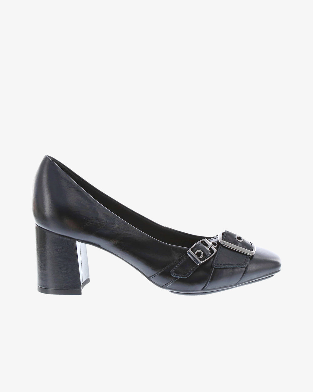 Nu by Neo Kaluna Heel in Black Semi Shine Leather side view | colour:black-semi-shine-leather