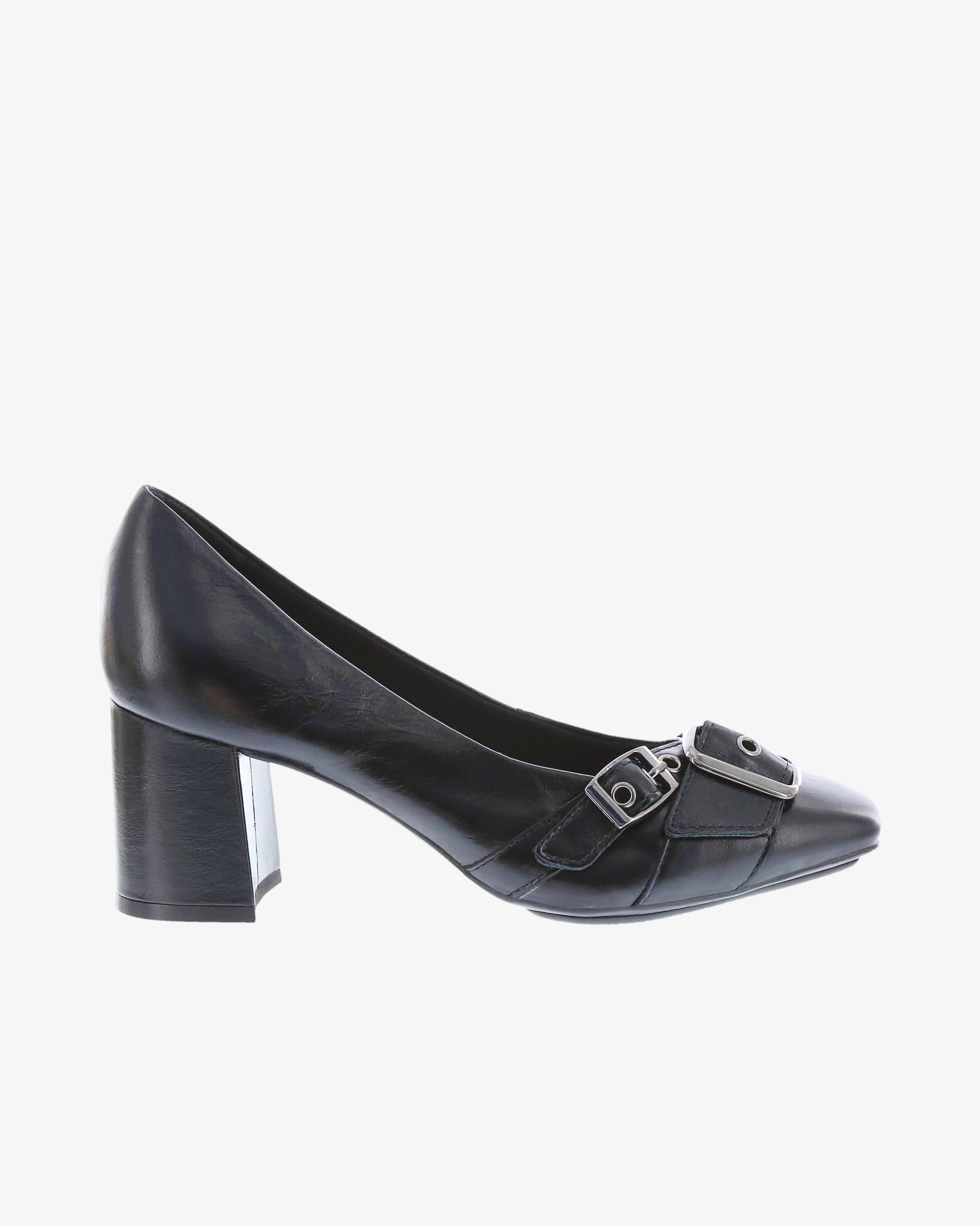 Nu by Neo Kaluna Heel in Black Semi Shine Leather side view | colour:black-semi-shine-leather