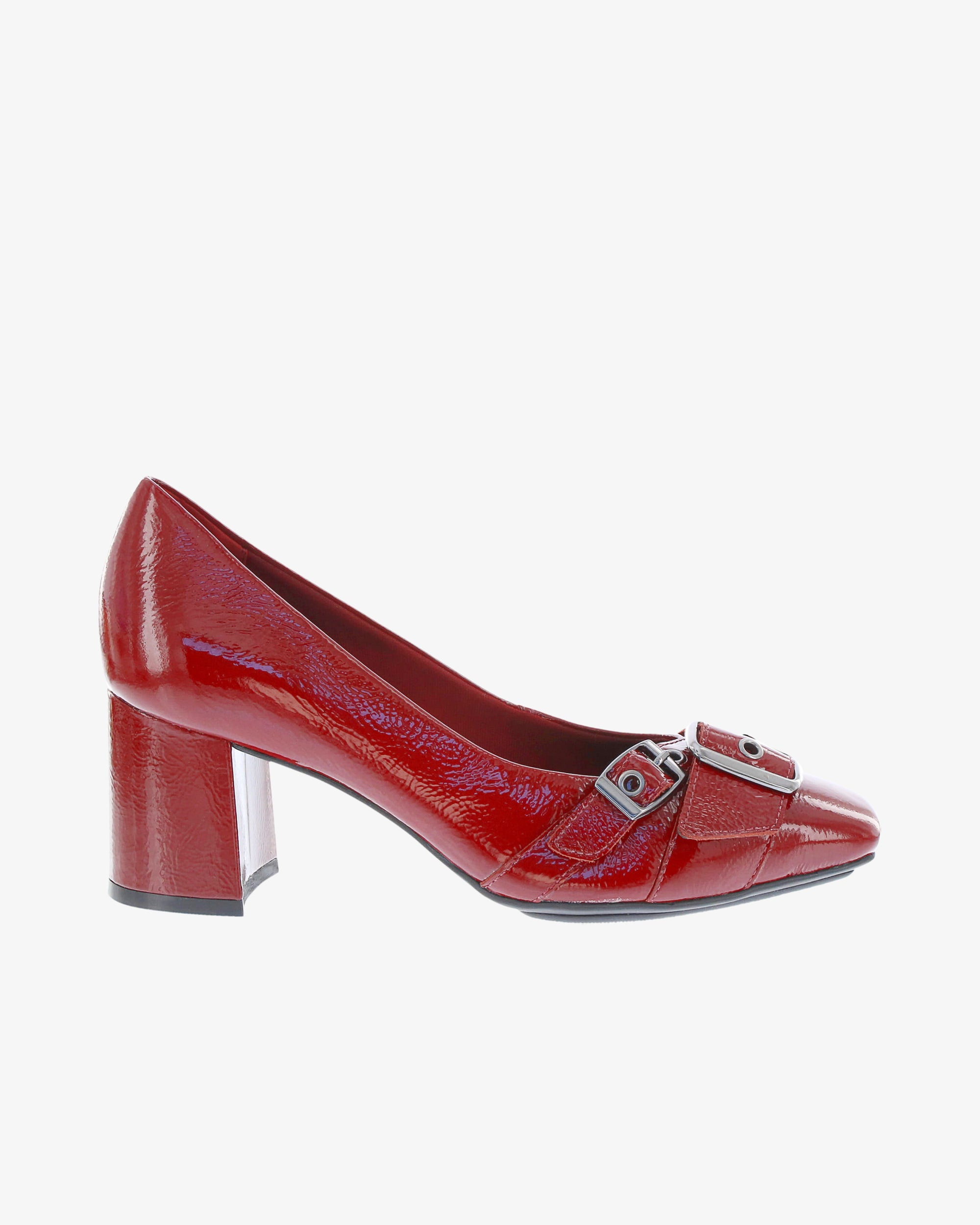 Nu by Neo Kaluna Heel in Burgundy Crinkle Patent Leather side view | colour:burgundy-crinkle-patent-leather