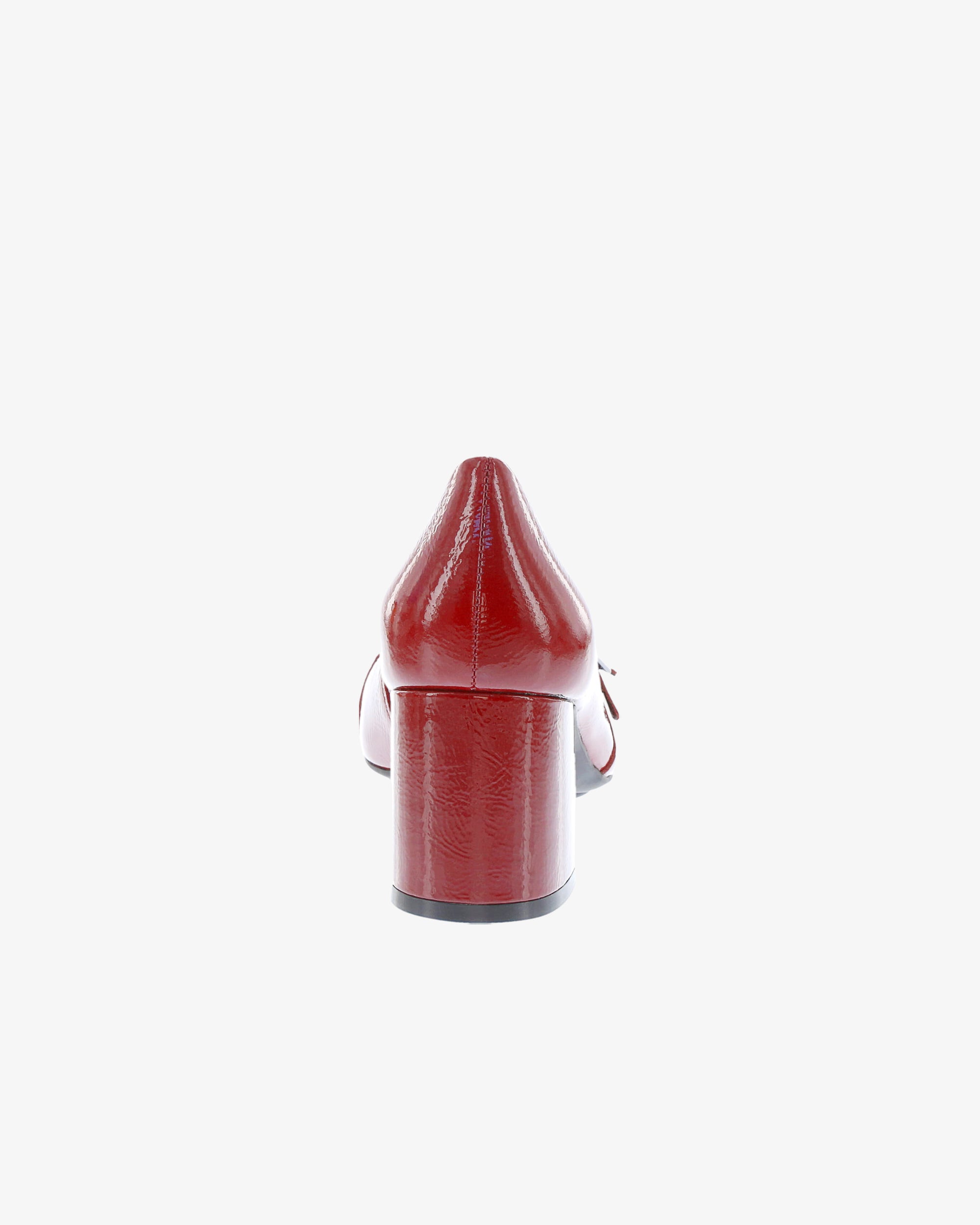 Nu by Neo Kaluna Heel in Burgundy Crinkle Patent Leather heel view | colour:burgundy-crinkle-patent-leather