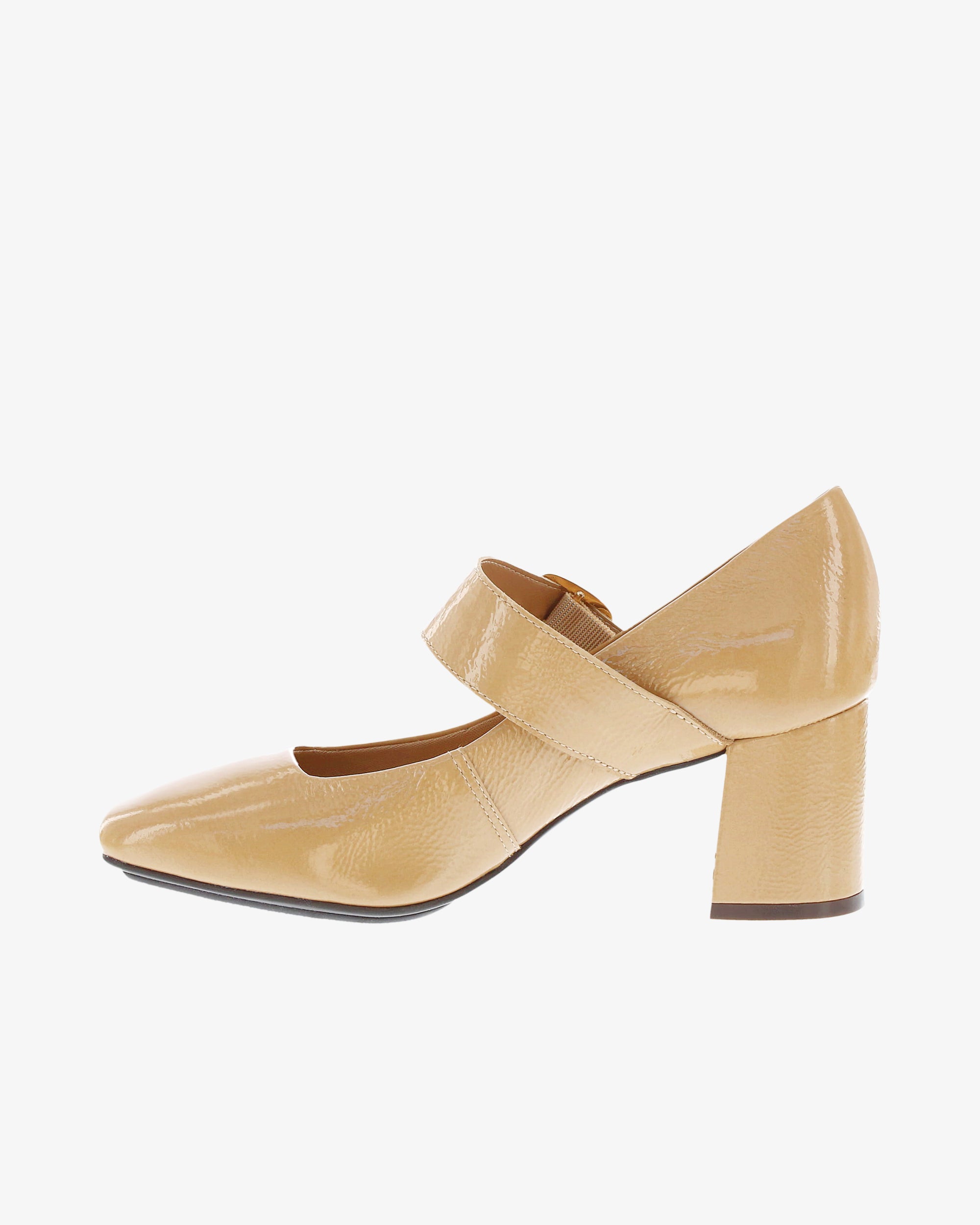 Nu by Neo Kokula Heel in Beige Crinkle Patent Leather inside view | colour:beige-crinkle-patent-leather