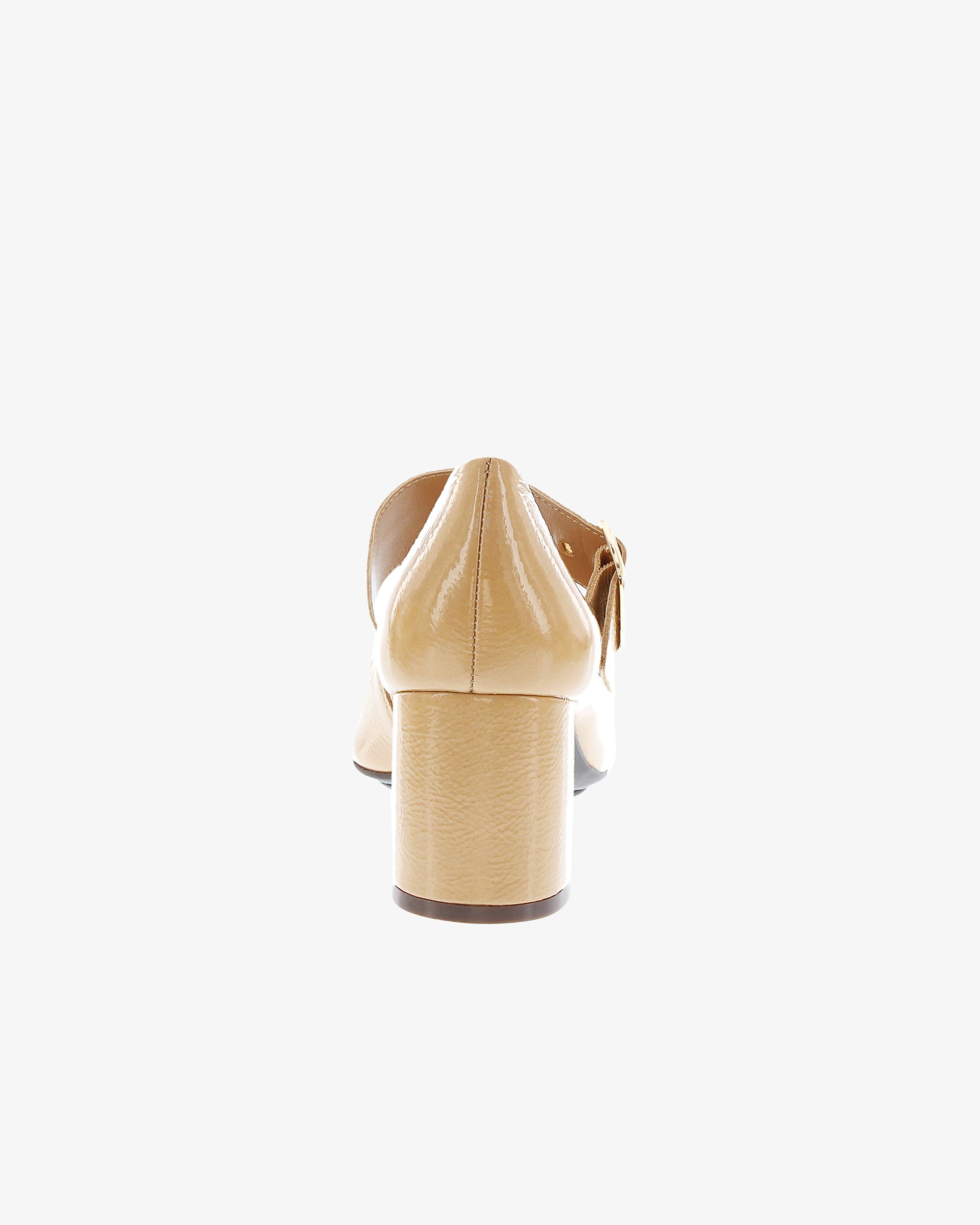Nu by Neo Kokula Heel in Beige Crinkle Patent Leather heel view | colour:beige-crinkle-patent-leather