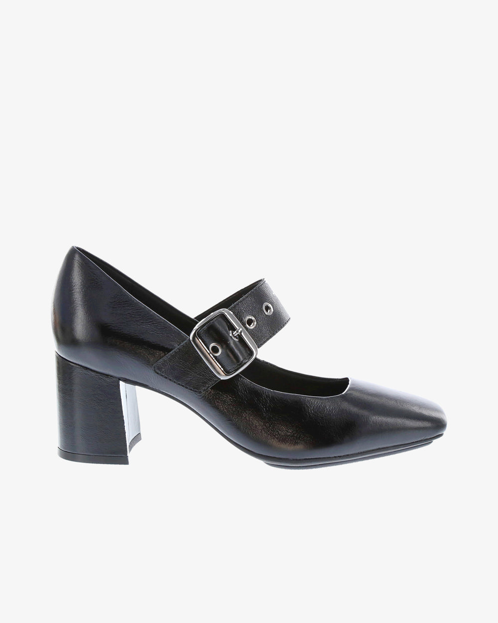 Nu by Neo Kokula Heel in Black Semi Shine Leather side view | colour:black-semi-shine-leather